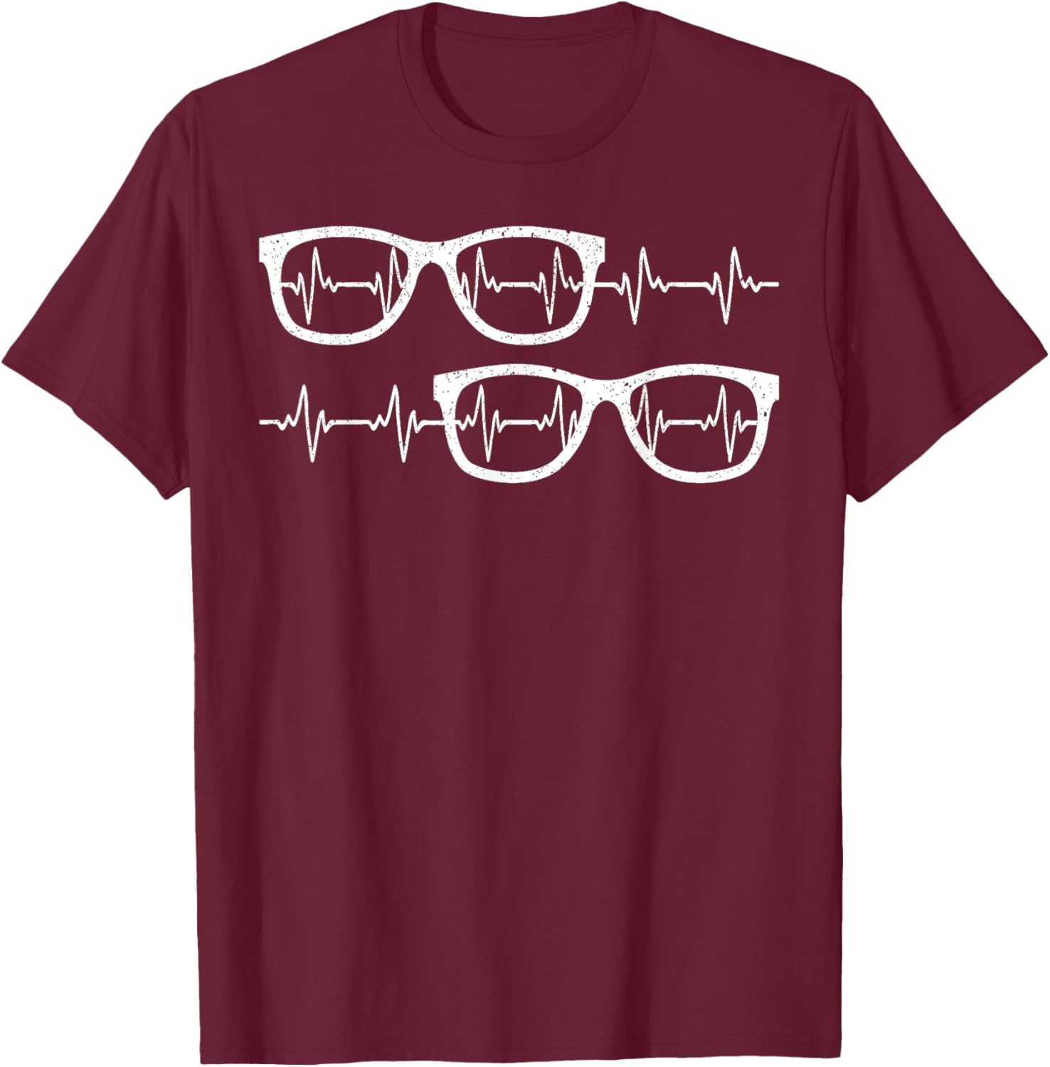 Eyeglass Heartbeat Optician Eye Doctor Ophthalmology T-Shirt - T-Shirt | Maroon