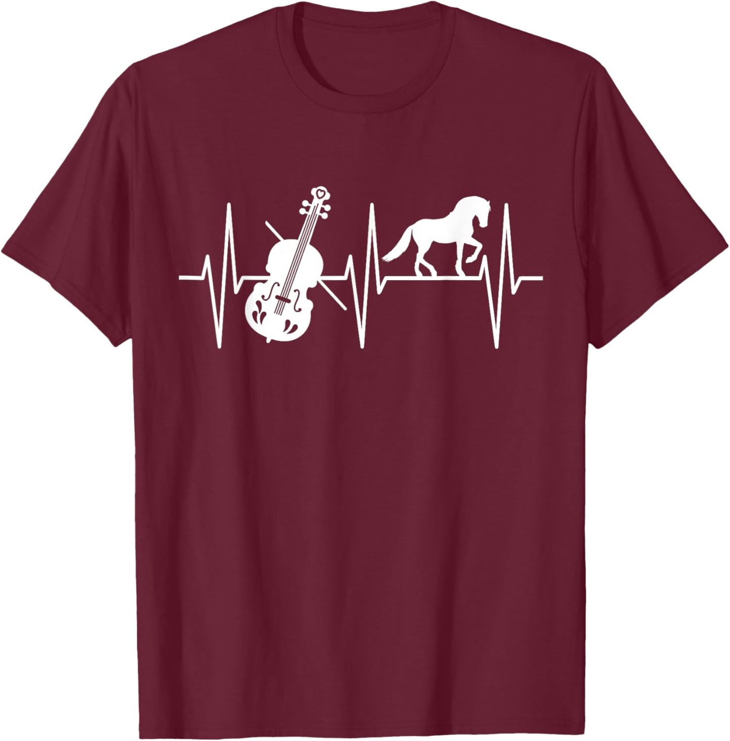 Violin Shirt Funny Horse Lover Classical Music Violinist T-Shirt - T-Shirt | Maroon