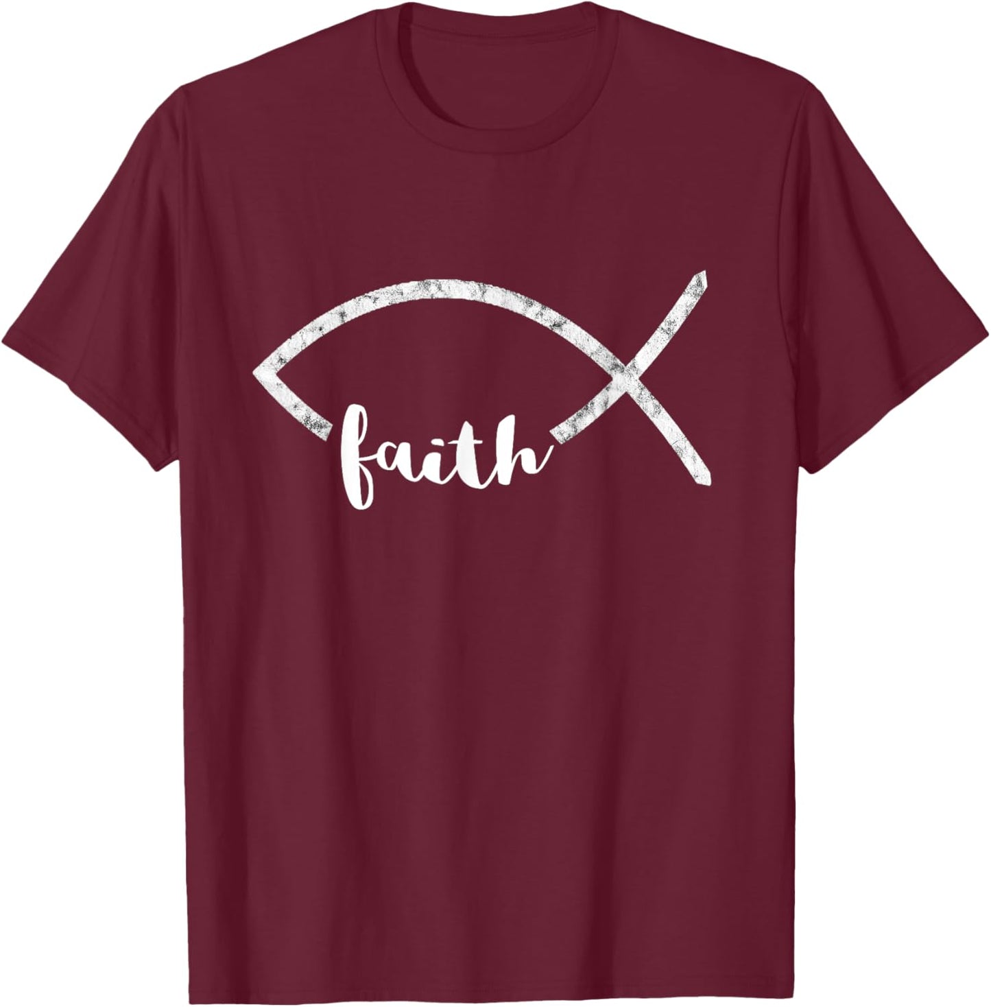 Jesus Fish Ichthys Symbol Christianity Christian Faith T-Shirt - T-Shirt | Maroon