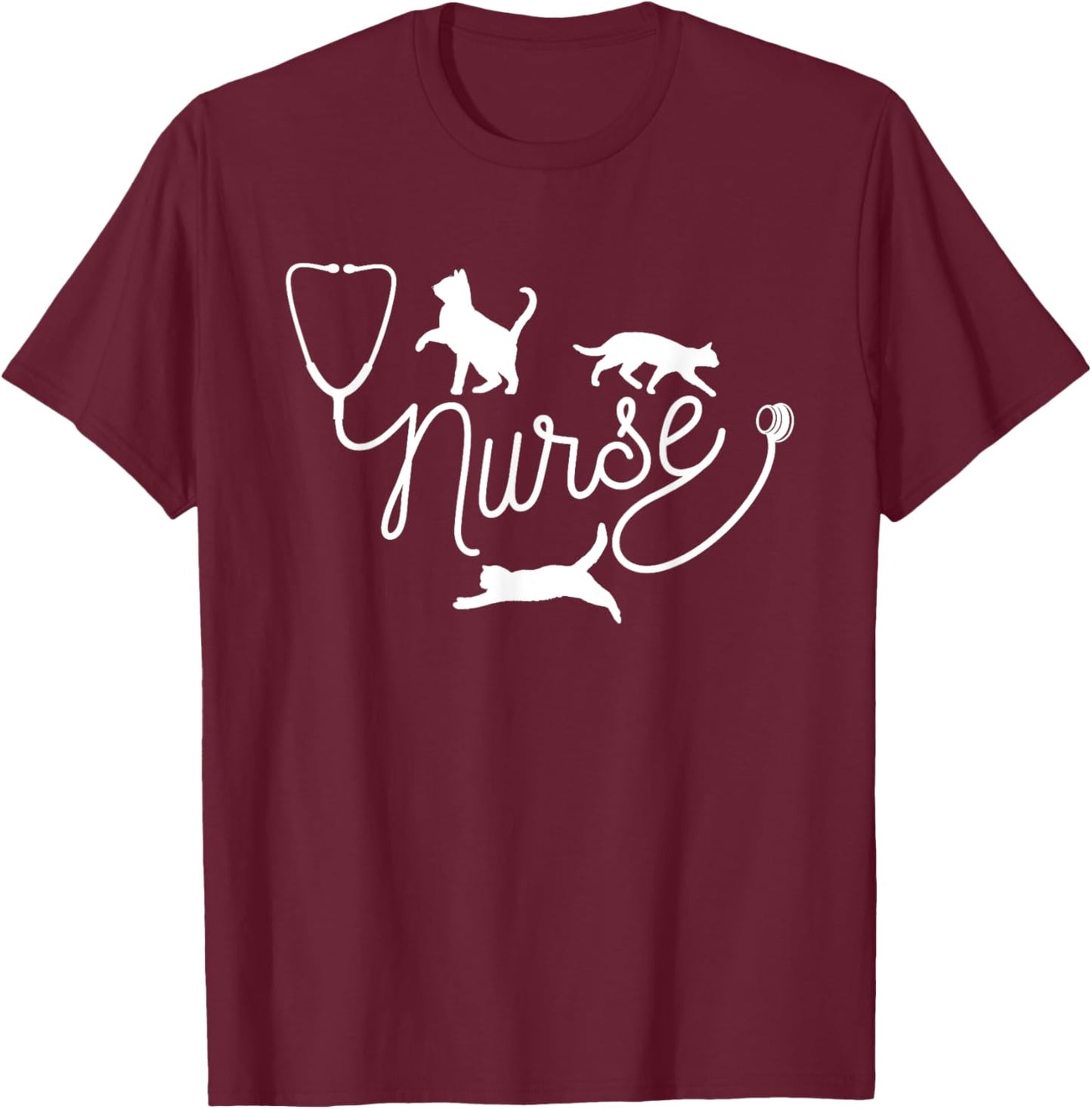 Nurse Cat Mom - RN Nurse and Cat Lovers T-Shirt - T-Shirt | Maroon