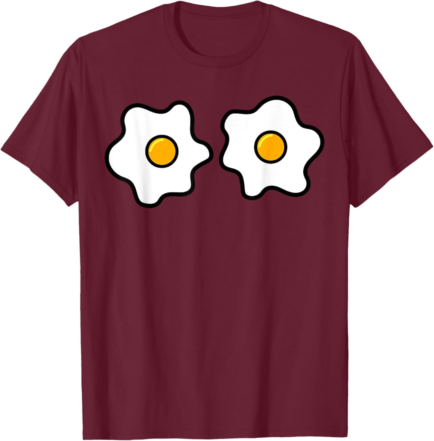 Funny Egg Boobs, Fried Egg Lovers Egg Eyes Halloween Costume T-Shirt - T-Shirt | Maroon