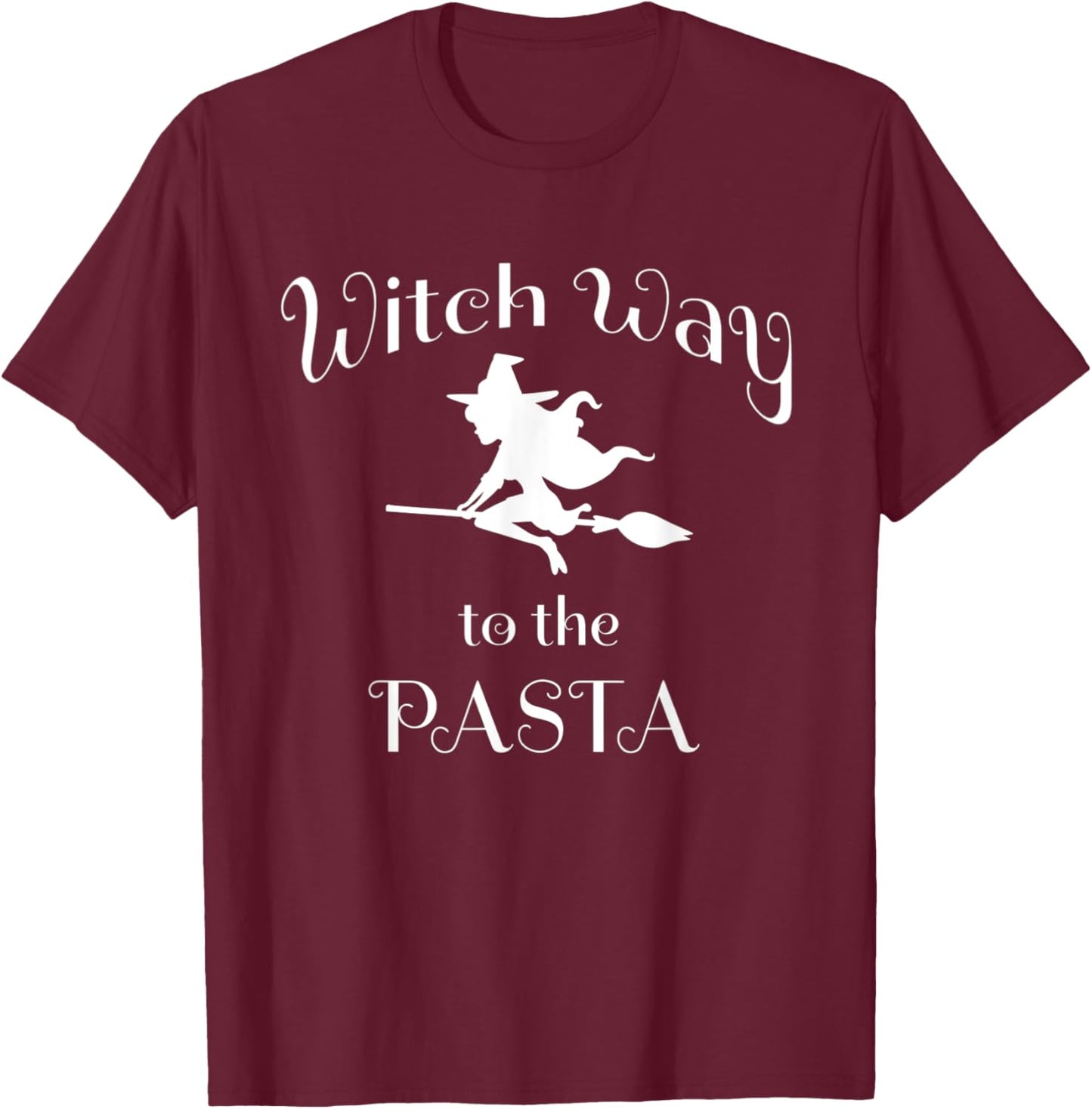 Halloween Pun Witch Way To The Pasta T-Shirt - T-Shirt | Maroon