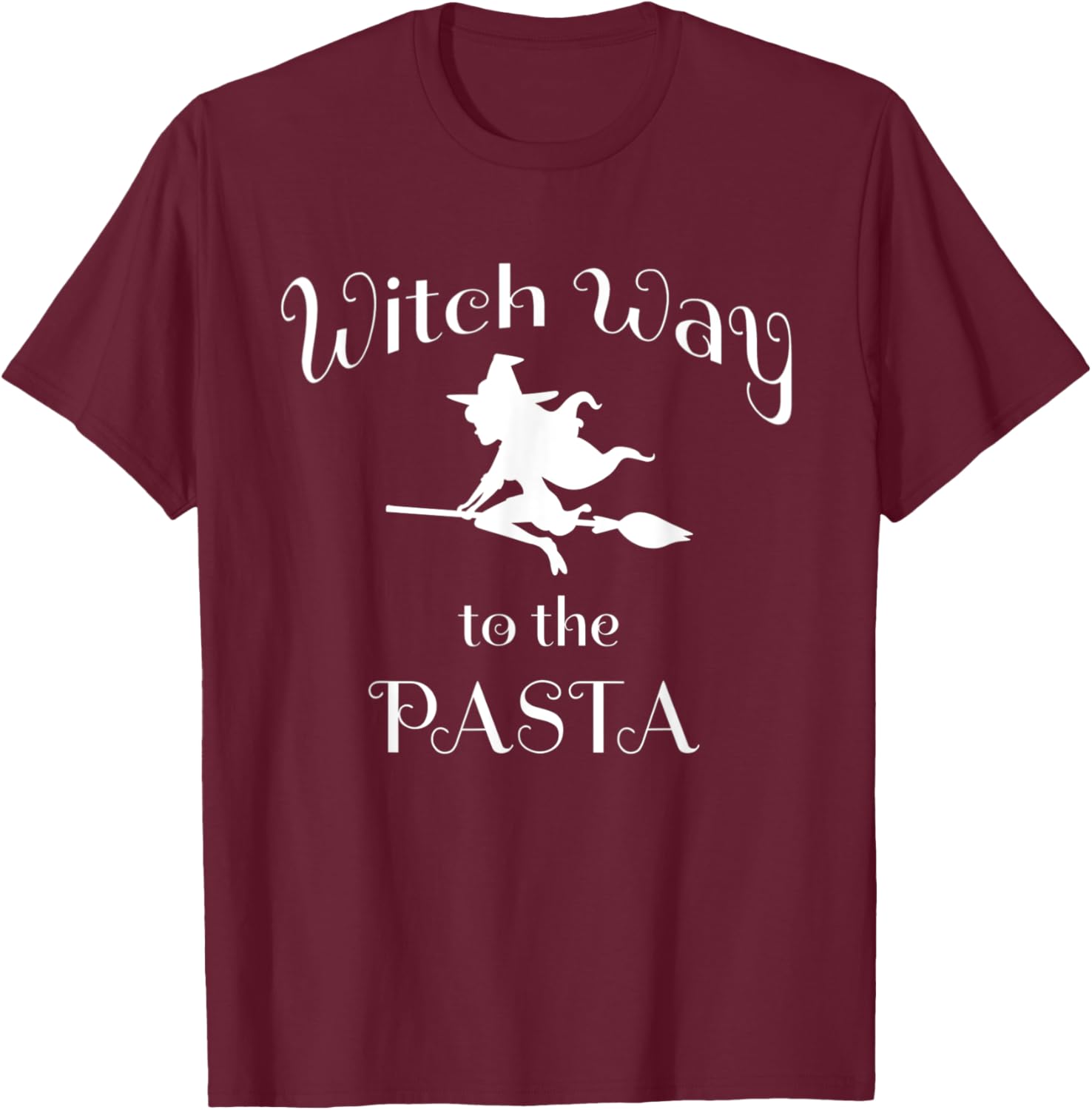 Halloween Pun Witch Way To The Pasta T-Shirt - T-Shirt | Maroon