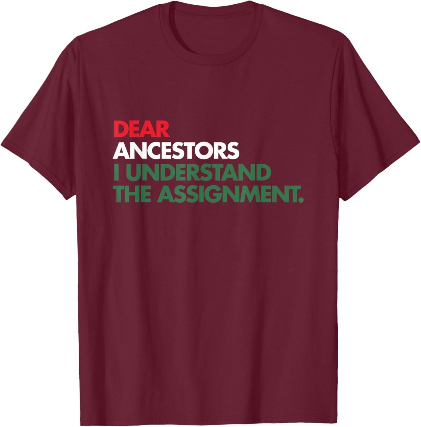 Dear Ancestors I Understand The Assignment T-Shirt - T-Shirt | Maroon