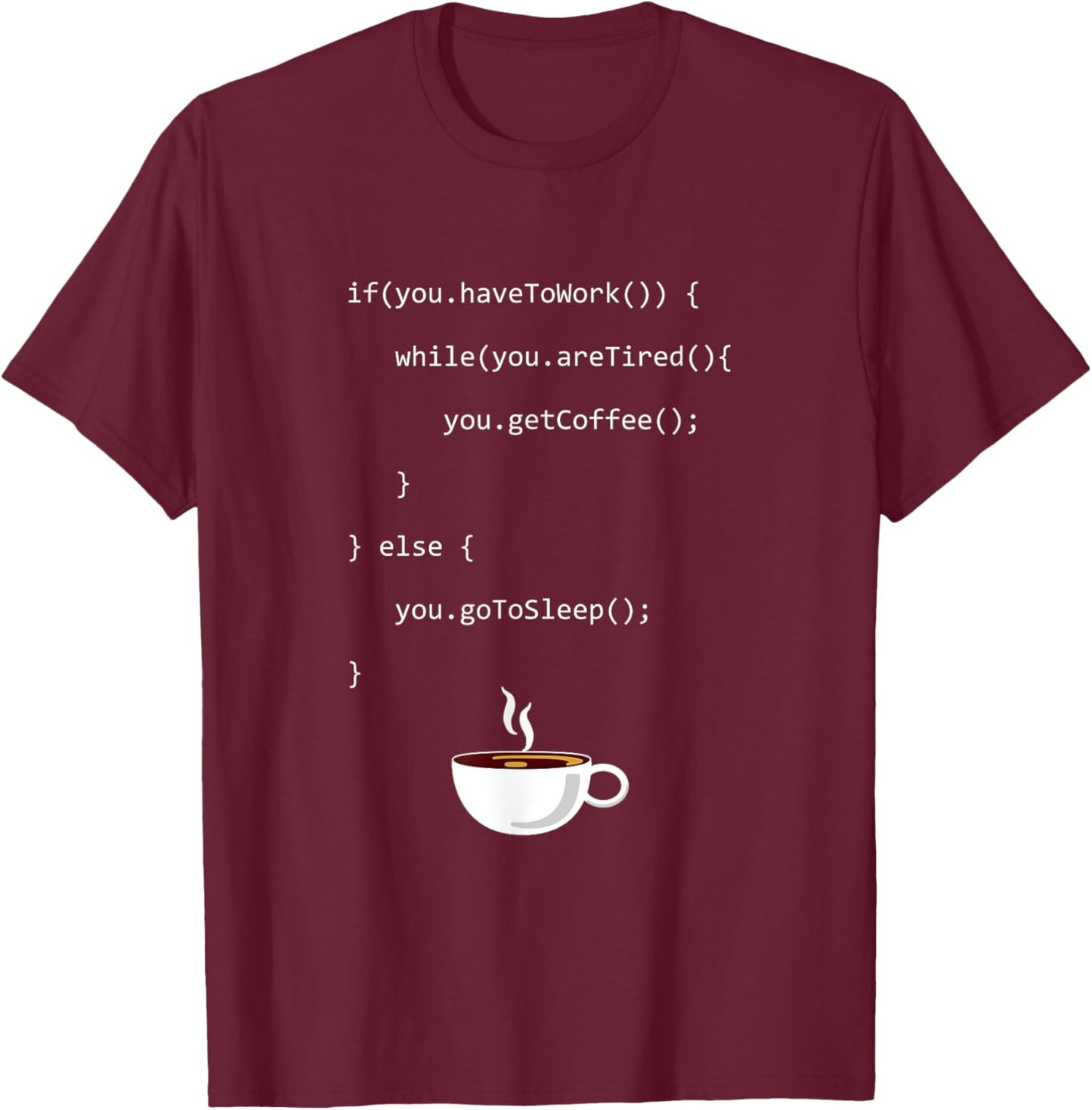 Programming Coffee Full Stack Coder Software Developer T-Shirt - T-Shirt | Maroon
