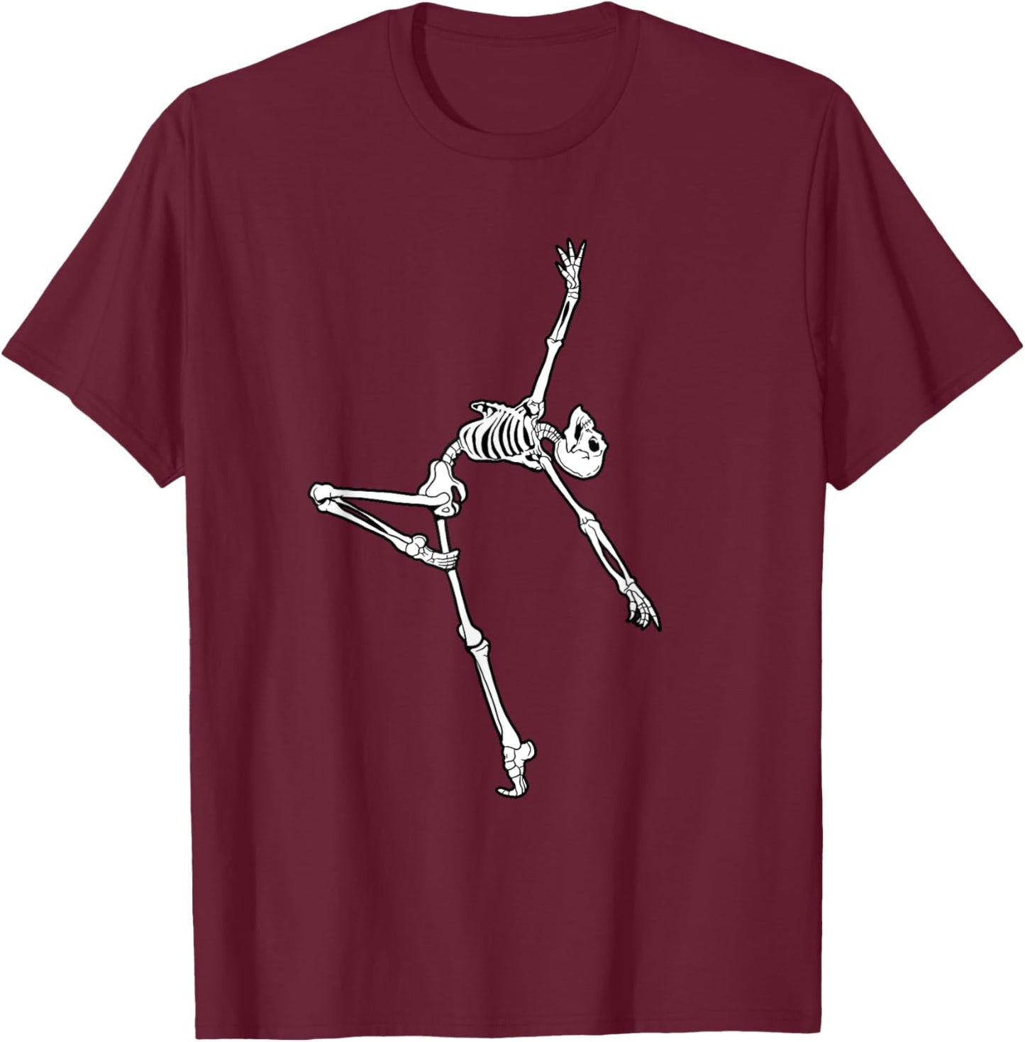 Dancing Skeleton Halloween Ballet Dance Pose T-Shirt - T-Shirt | Maroon