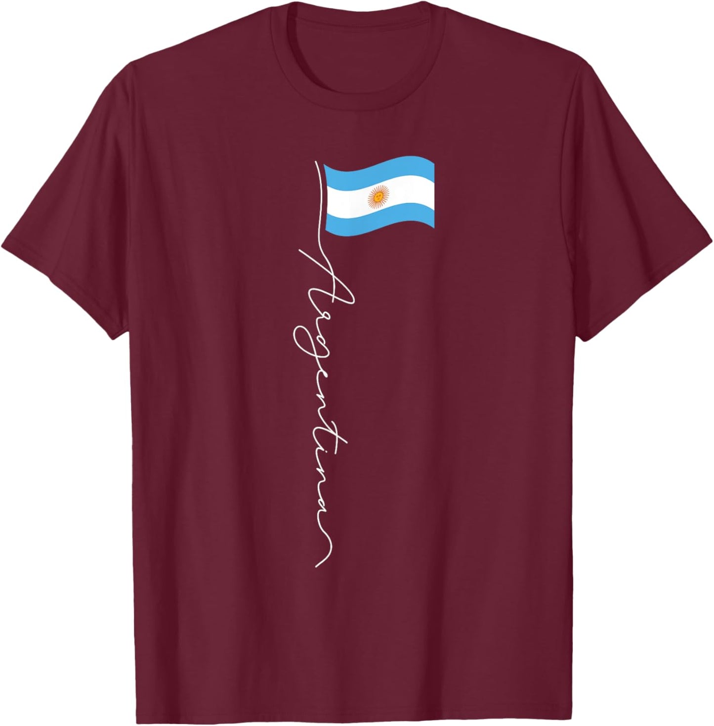 Argentina Signature Flag Pole - Patriotic Argentinian Flag T-Shirt - T-Shirt | Maroon