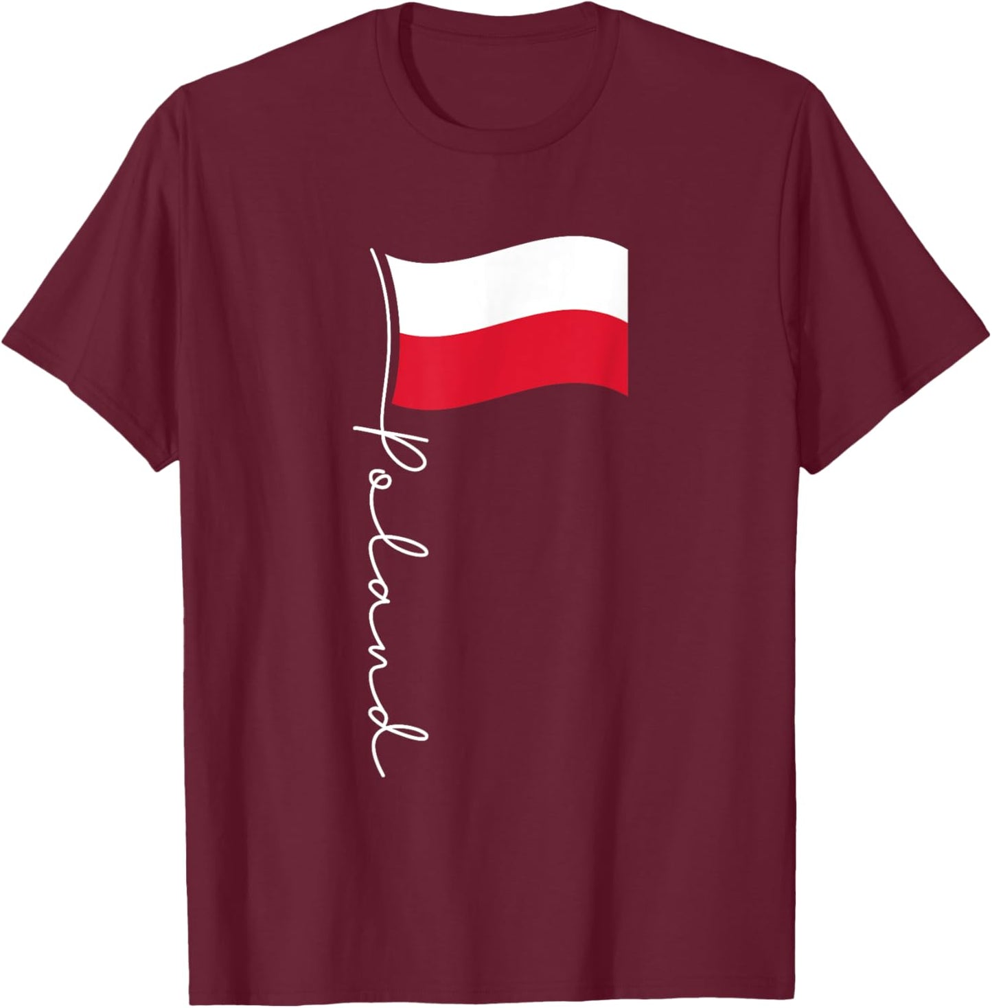 Poland Signature Flag Pole - Elegant Patriotic Polish Flag T-Shirt - T-Shirt | Maroon