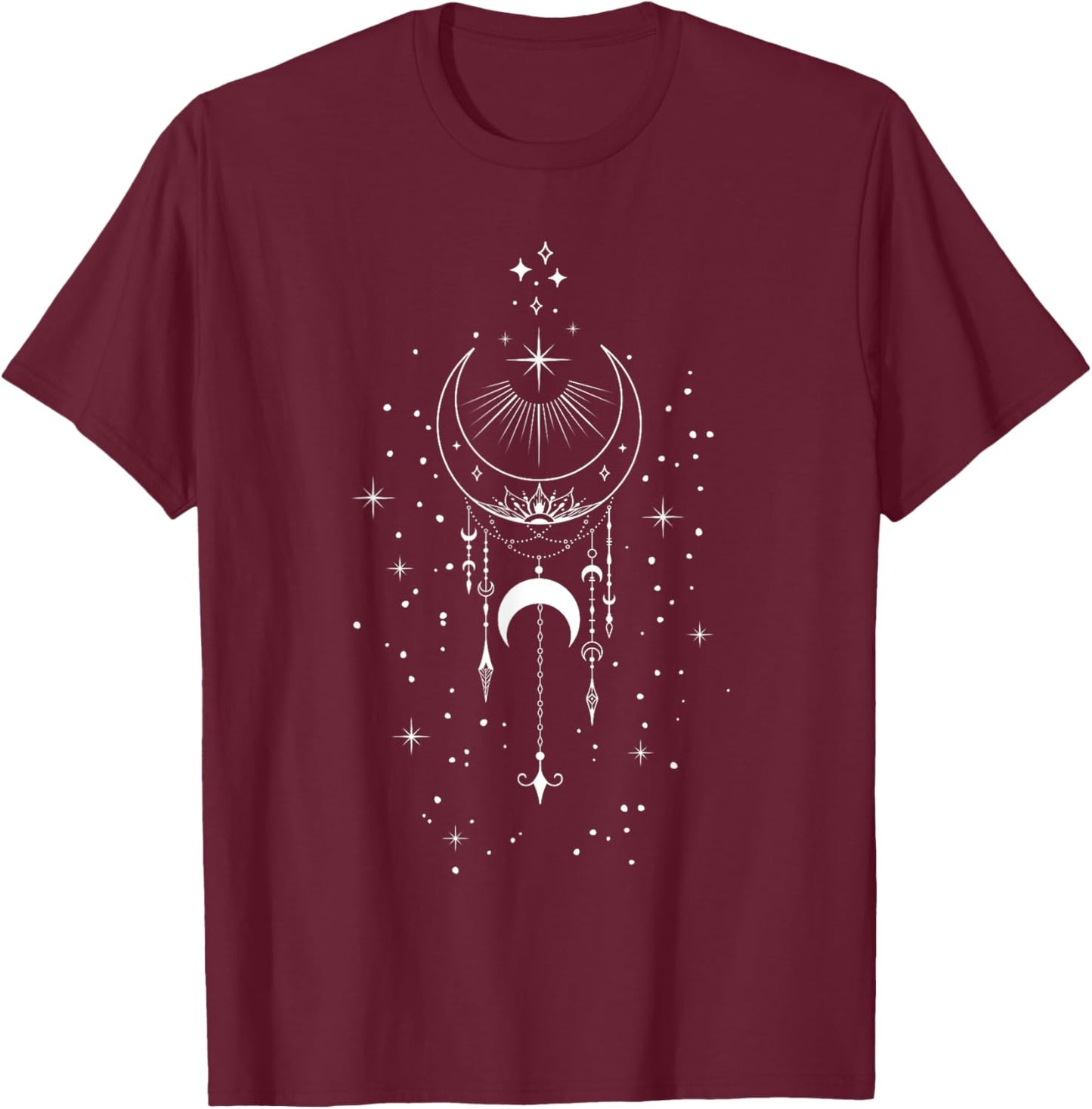 Boho Celestial Moon T-Shirt - T-Shirt | Maroon
