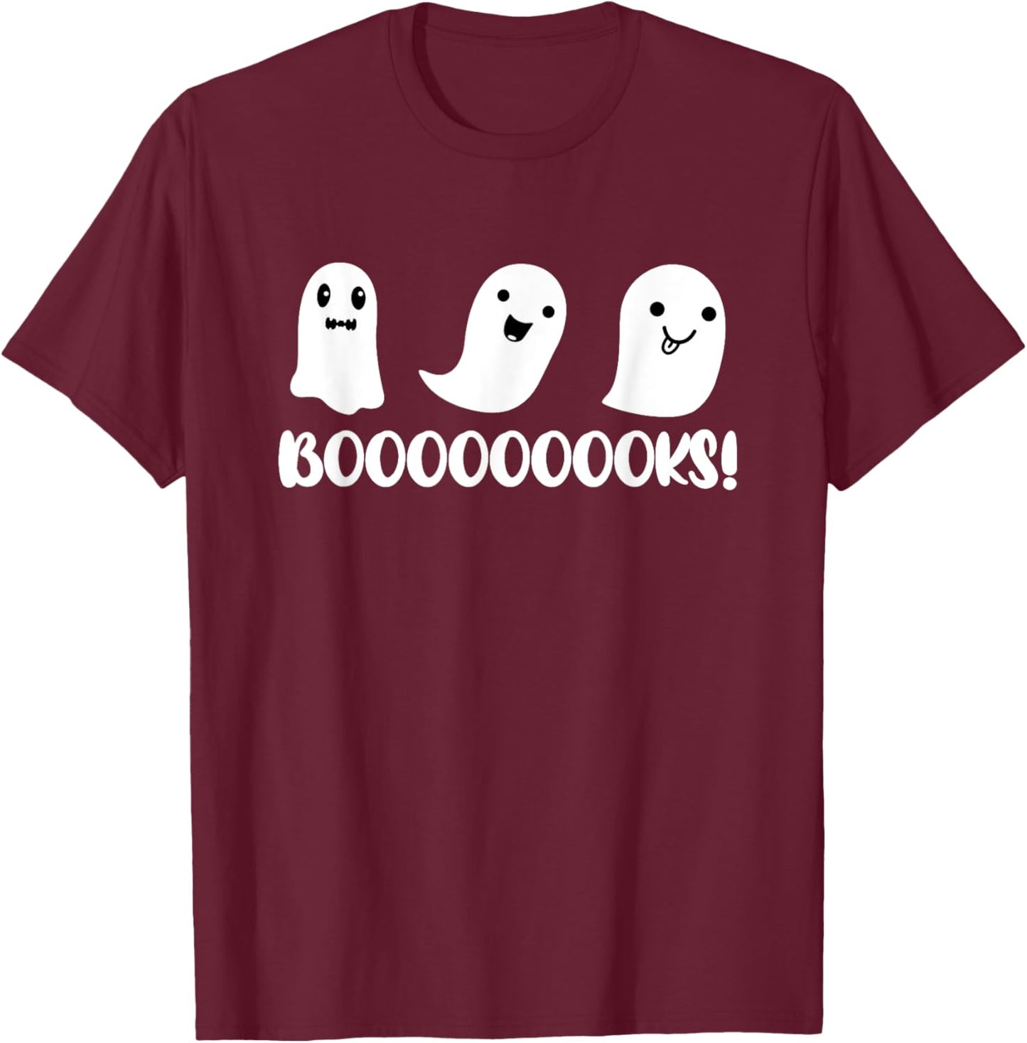Booooooooks Funny Cute Three Ghost Halloween Costume T-Shirt - T-Shirt | Maroon