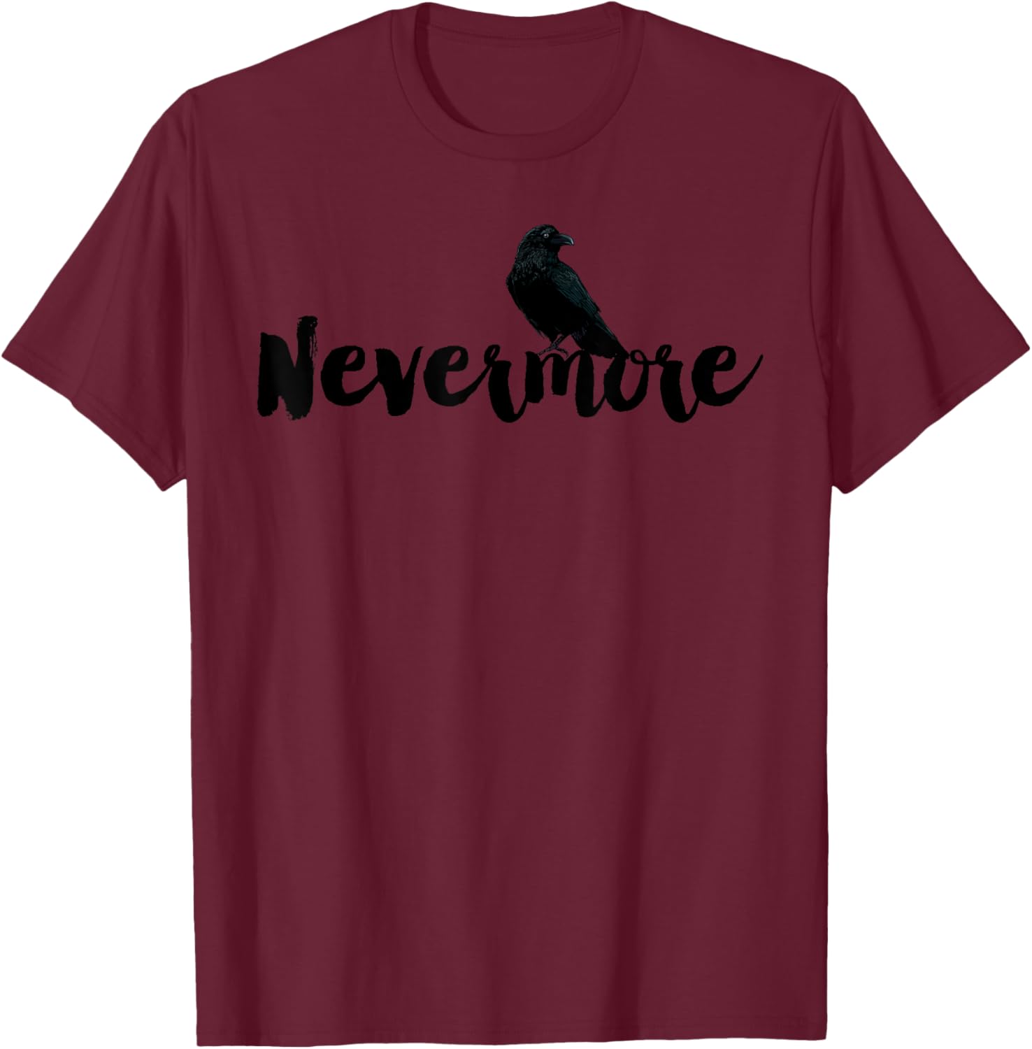 Miftees Edgar Allan Poe Raven Nevermore Dark Literature T-Shirt - T-Shirt | Maroon