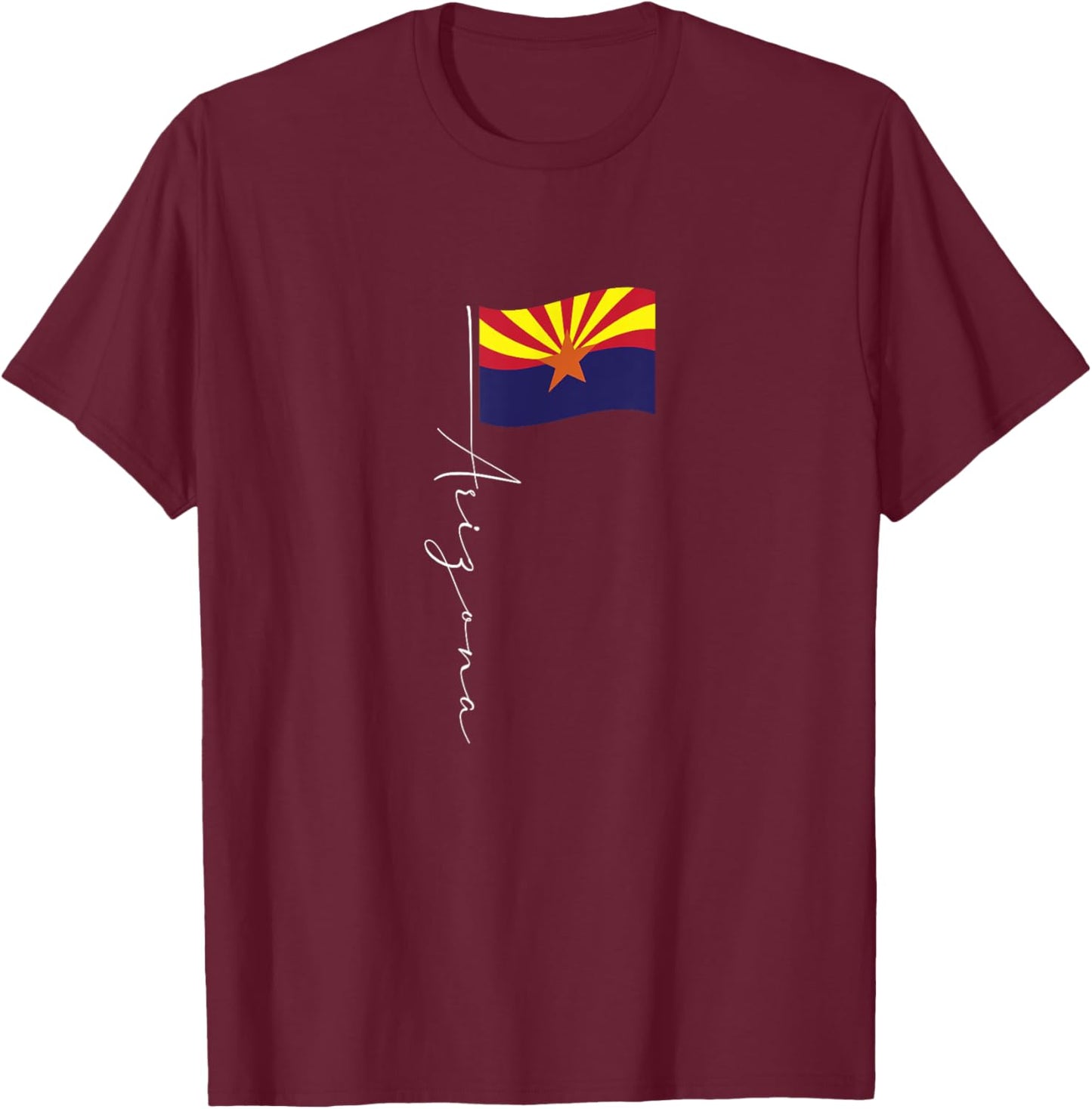 Family Heritage Gifts Arizona Signature Flag Pole - Elegant Arizonan Flag T-Shirt - T-Shirt | Maroon