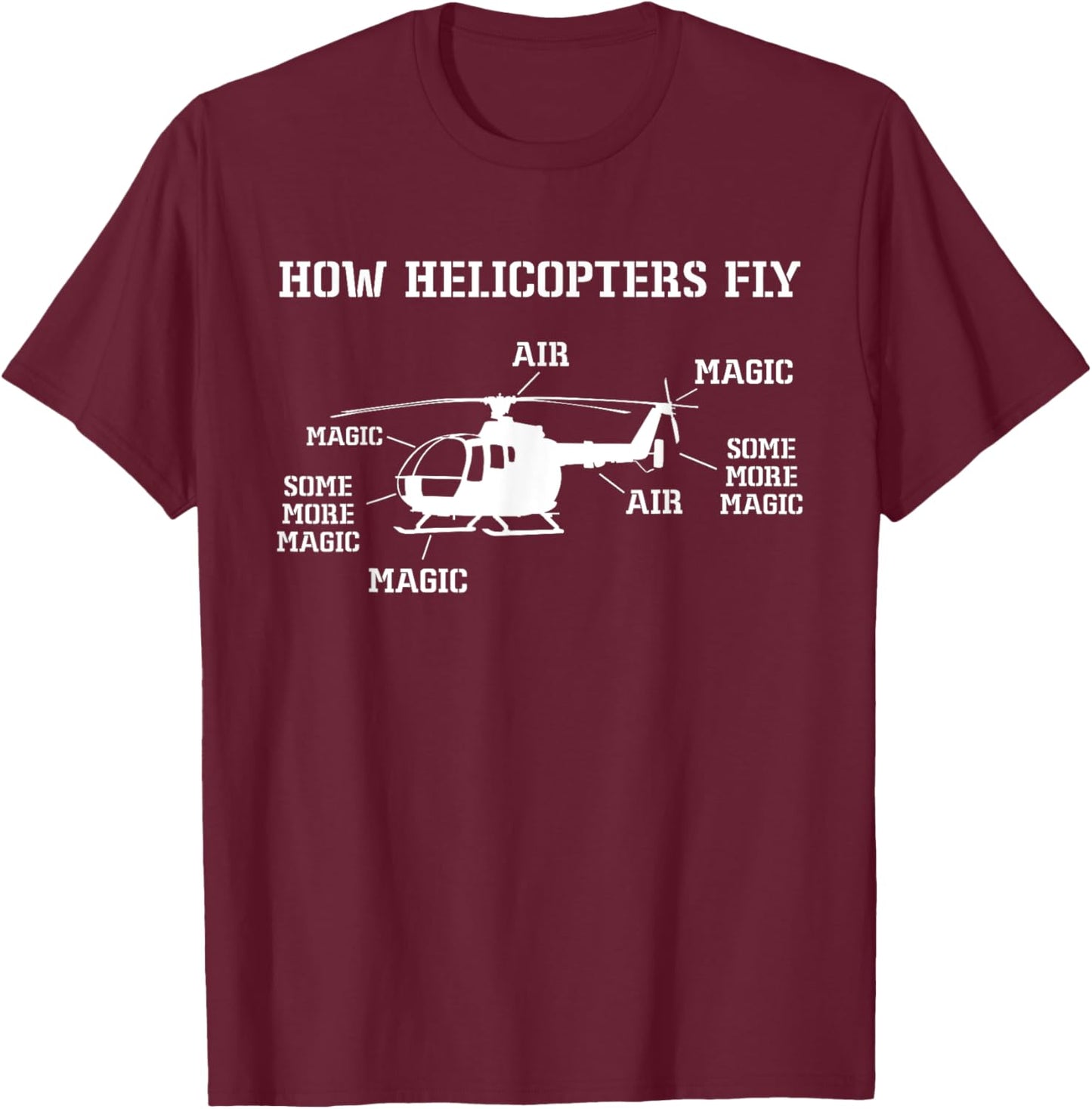 How Helicopters Fly Funny Helicopter Pilot T-Shirt - T-Shirt | Maroon