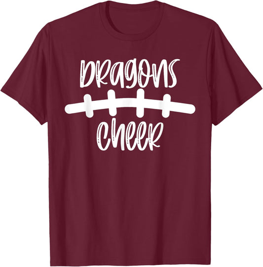 Dragons Cheer School Spirit Football Team Mascot Game Night T-Shirt - T-Shirt | Maroon
