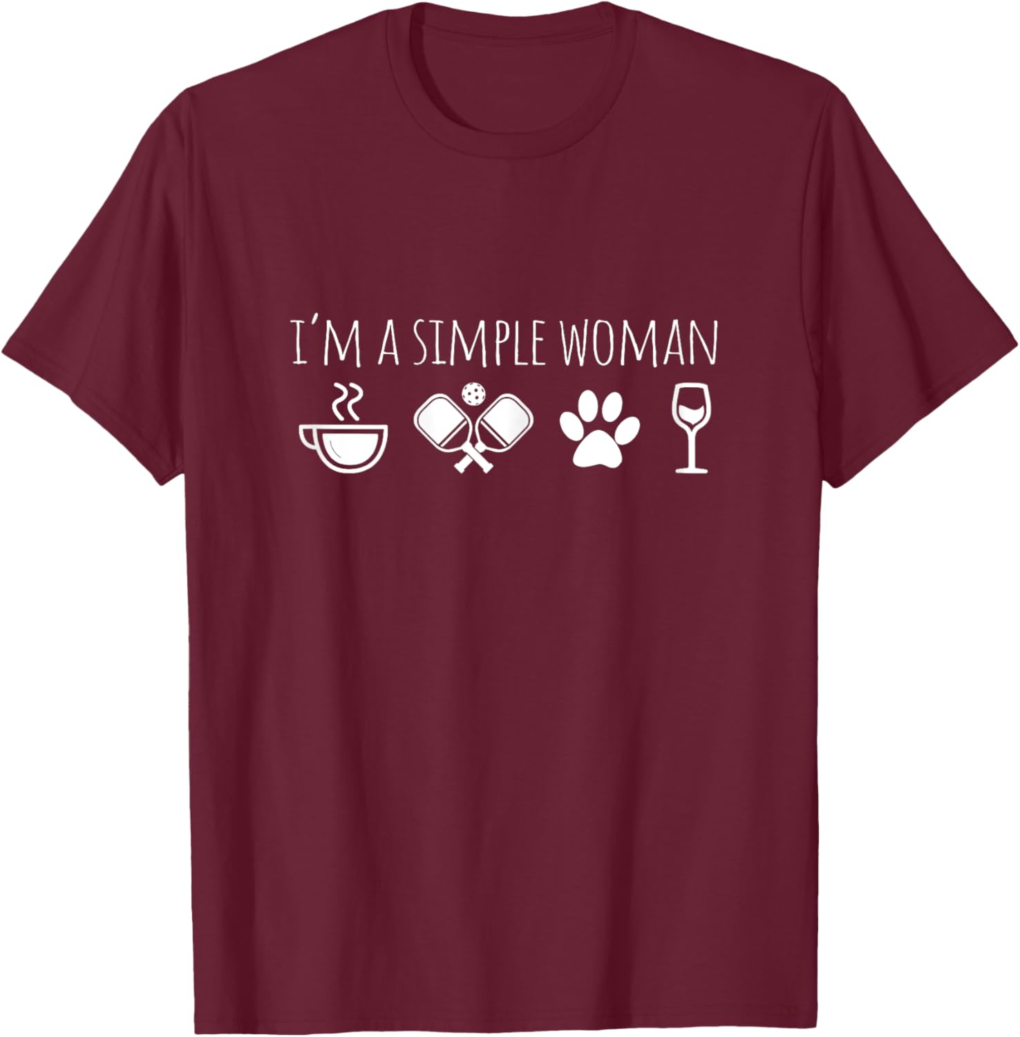 Funny Coffee Pickleball Dog Wine Pickleball Player Paddle T-Shirt - T-Shirt | Maroon
