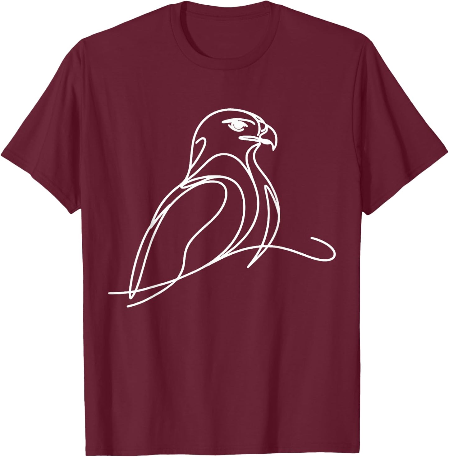 Line Art Bird & Ornithologist Harris'S Hawk T-Shirt - T-Shirt | Maroon