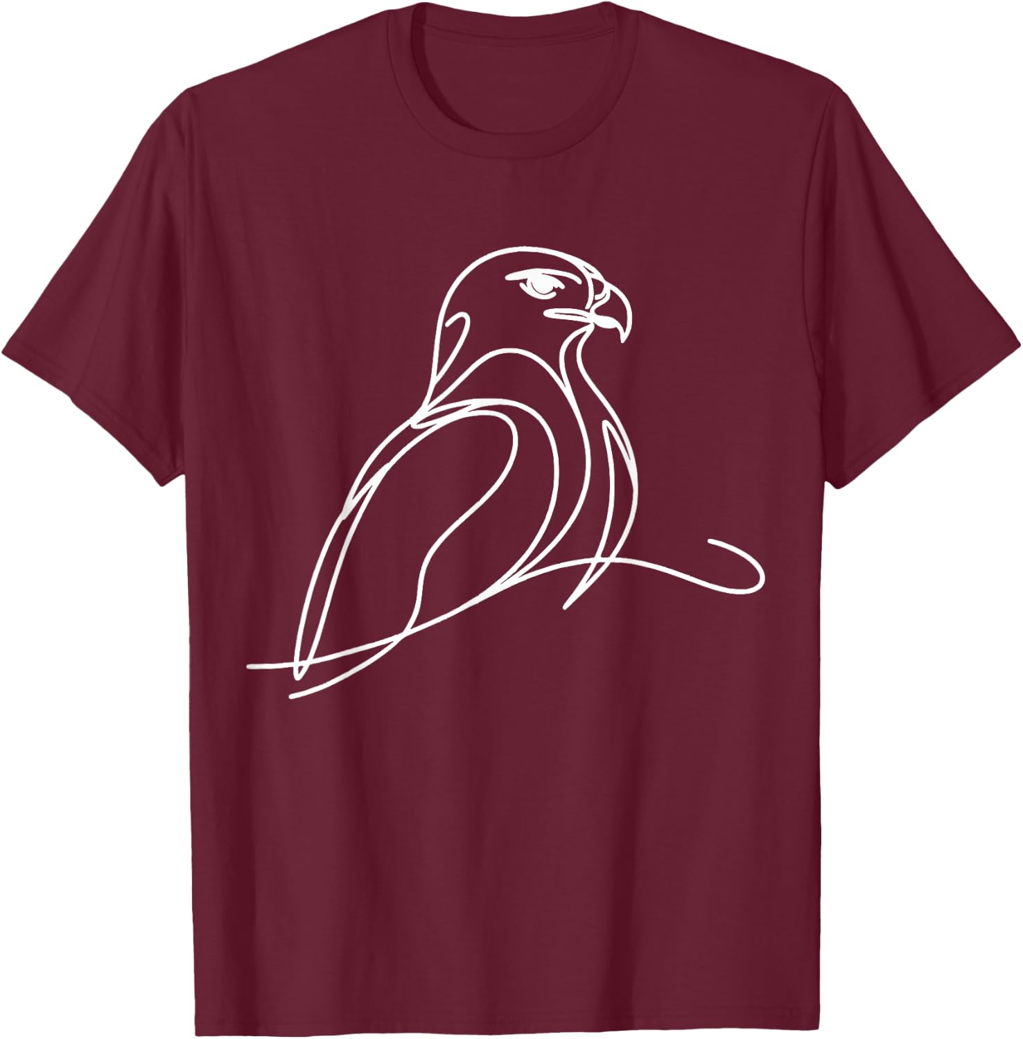 Line Art Bird & Ornithologist Harris'S Hawk T-Shirt - T-Shirt | Maroon