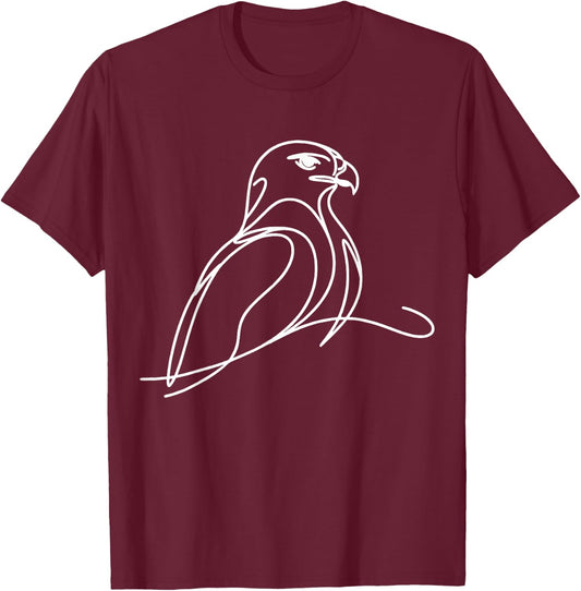 Line Art Bird & Ornithologist Harris'S Hawk T-Shirt - T-Shirt | Maroon
