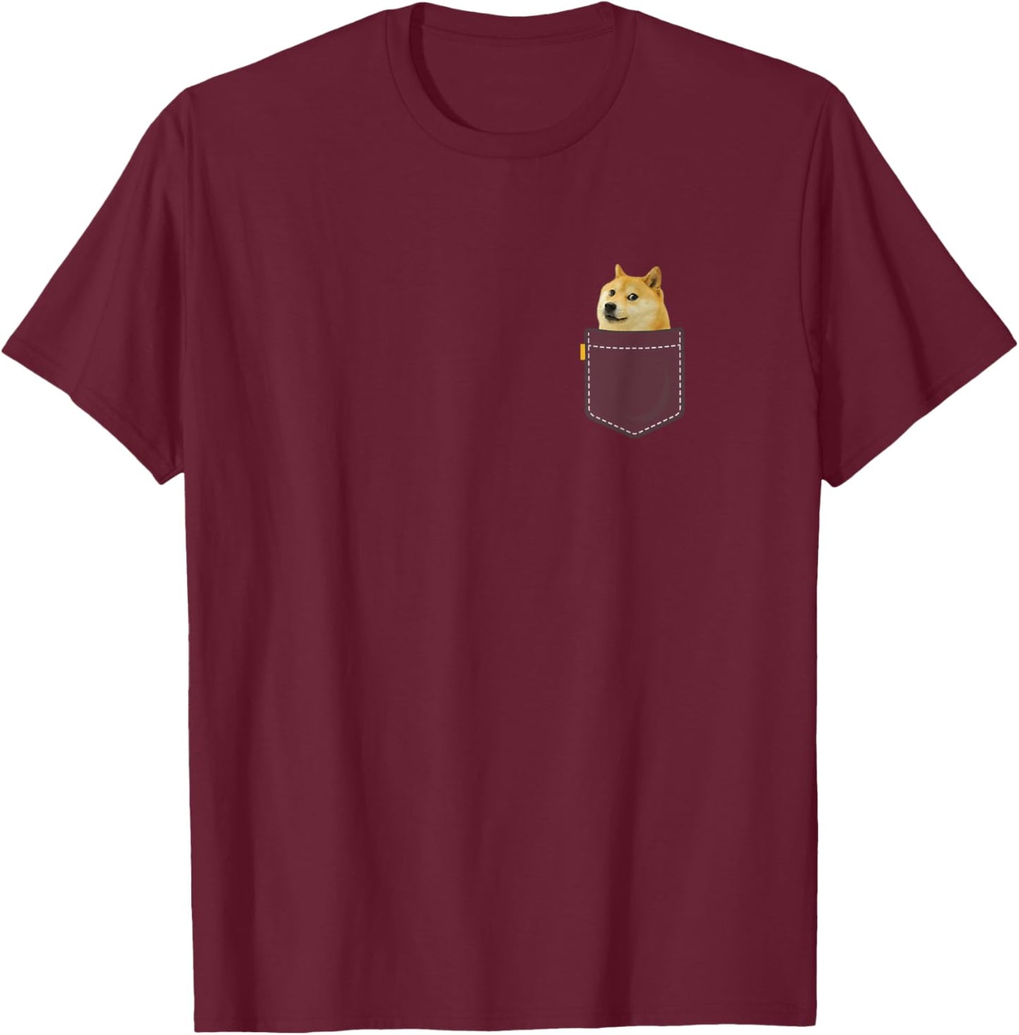 Dogecoin Crypto Meme breast pocket DOGE Meme Logo Dogecoin T-Shirt - T-Shirt | Maroon
