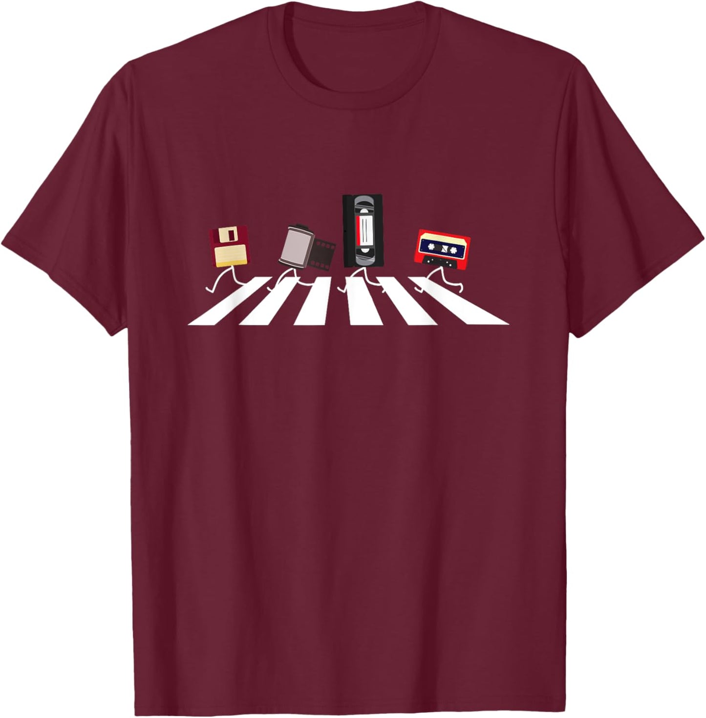 VHS Cassette Tape Floppy Disc Funny Retro Vintage T-Shirt - T-Shirt | Maroon
