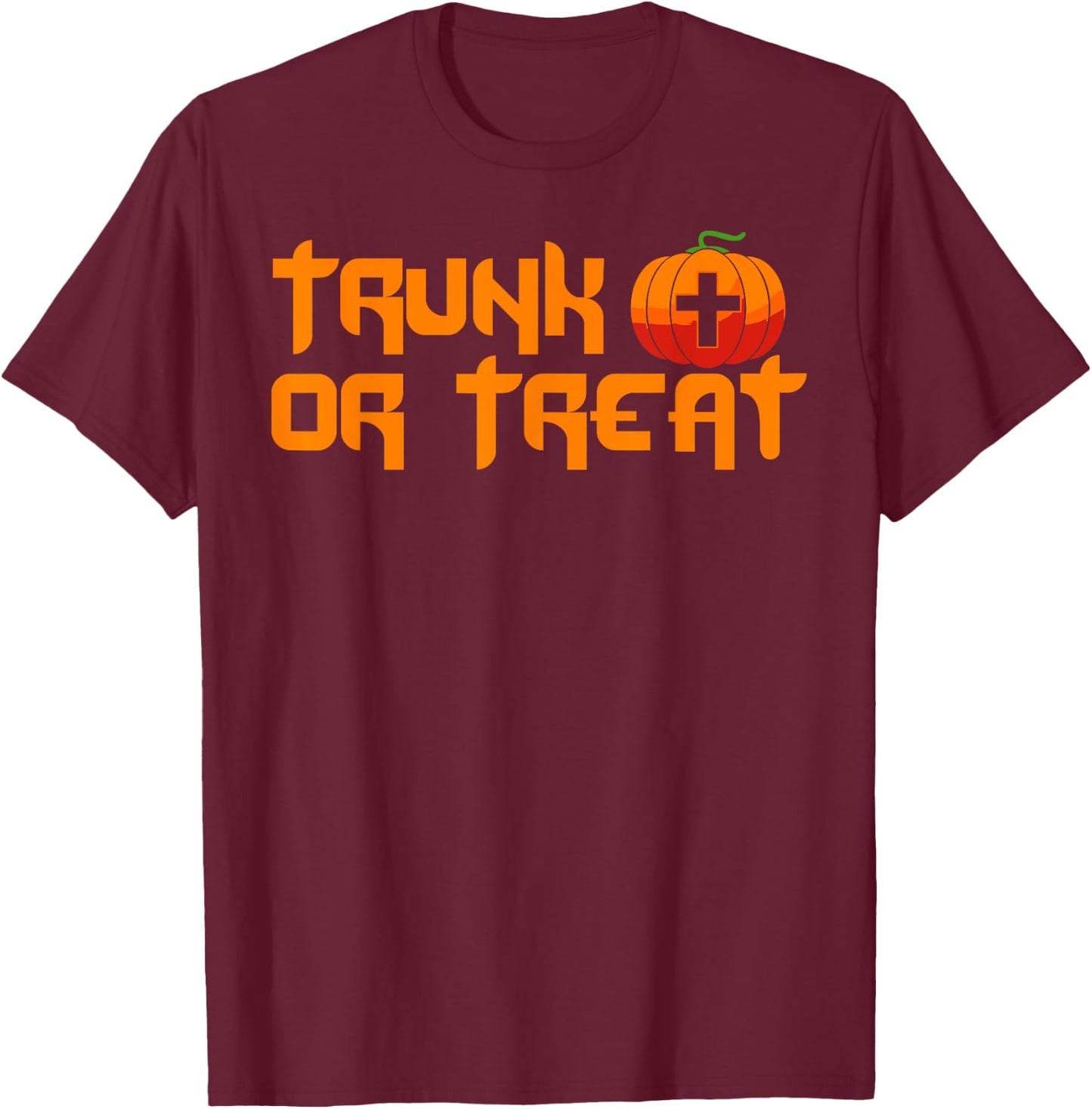 Trunk Or Treat Halloween Costume Christian Pumpkin Church T-Shirt - T-Shirt | Maroon