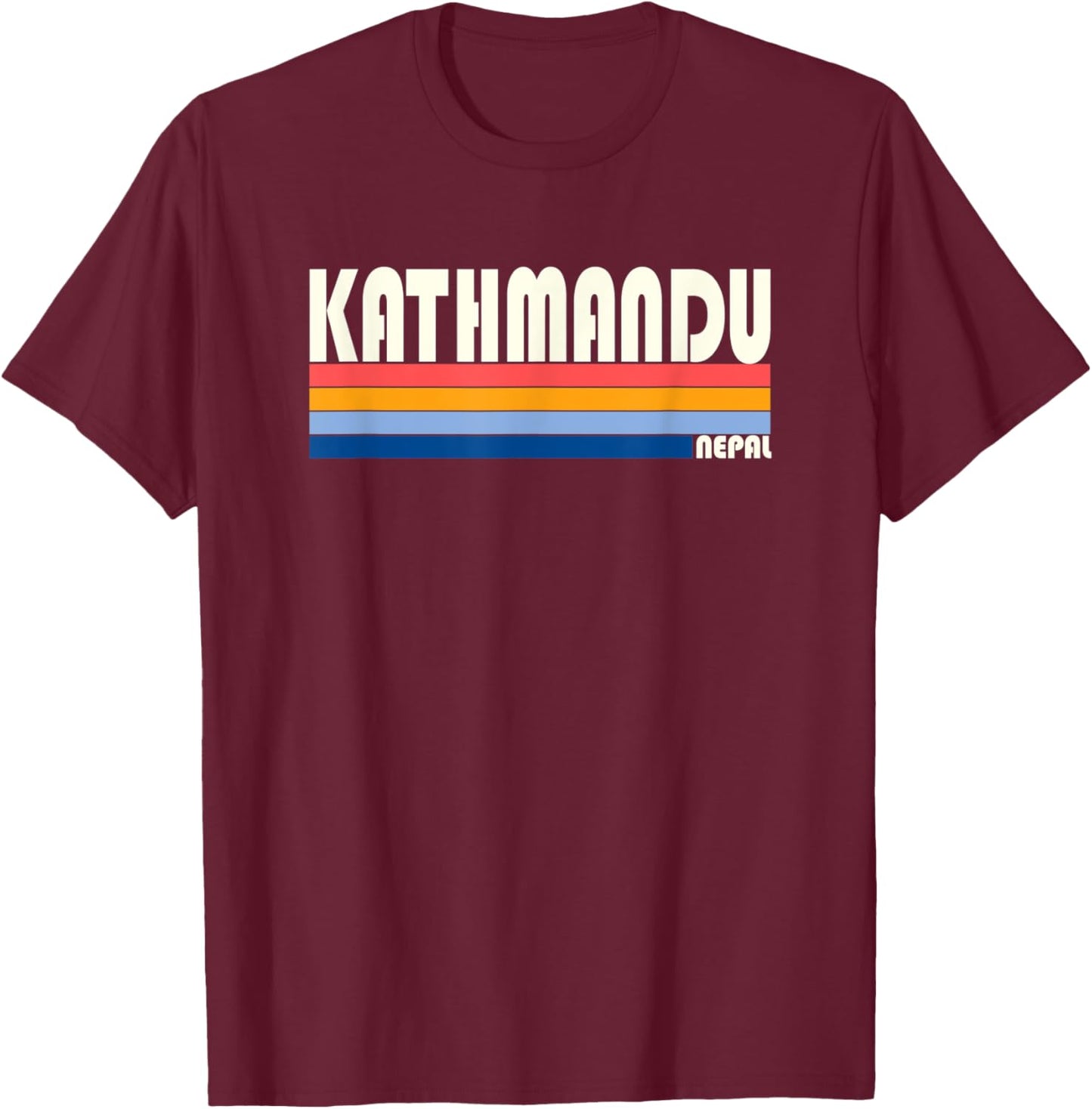 Retro Vintage 70s 80s Style Kathmandu, Nepal T-Shirt - T-Shirt | Maroon