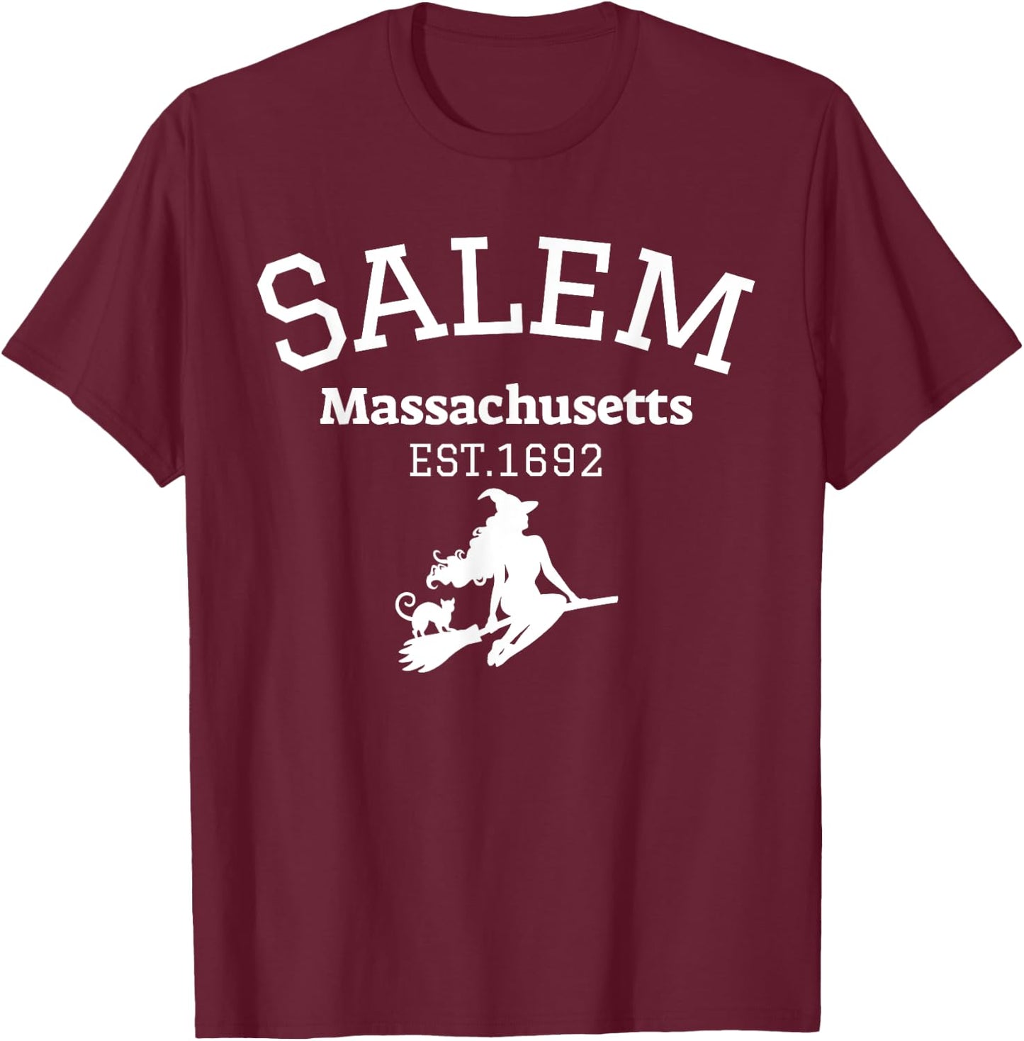 Funny Salem Witch Est 1692 Salem Massachusetts Halloween T-Shirt - T-Shirt | Maroon