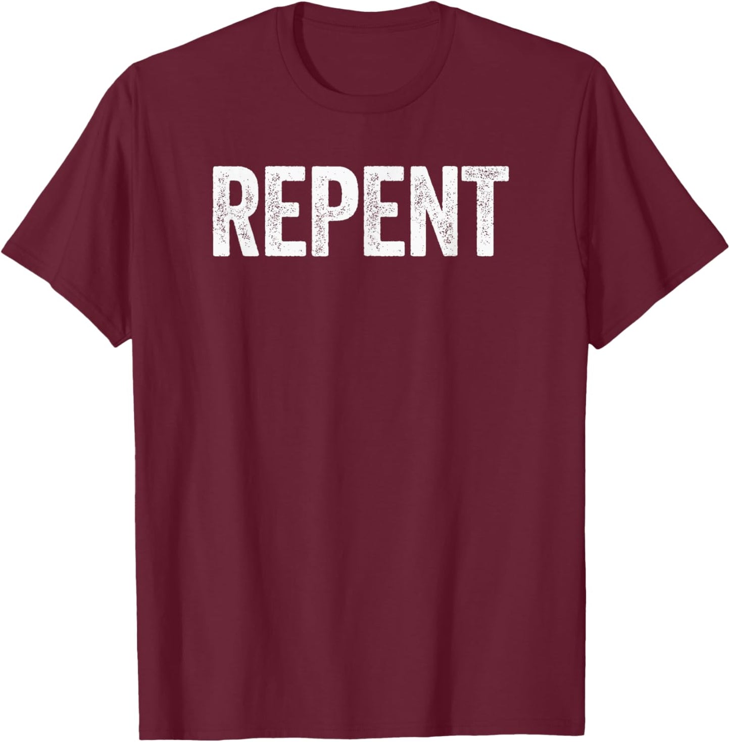 Repent Bold Text Christian T-Shirt - T-Shirt | Maroon