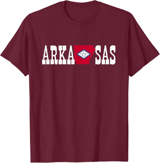 Arkansas State and Arkansas Flag with Pride for Arkansas T-Shirt - T-Shirt | Maroon