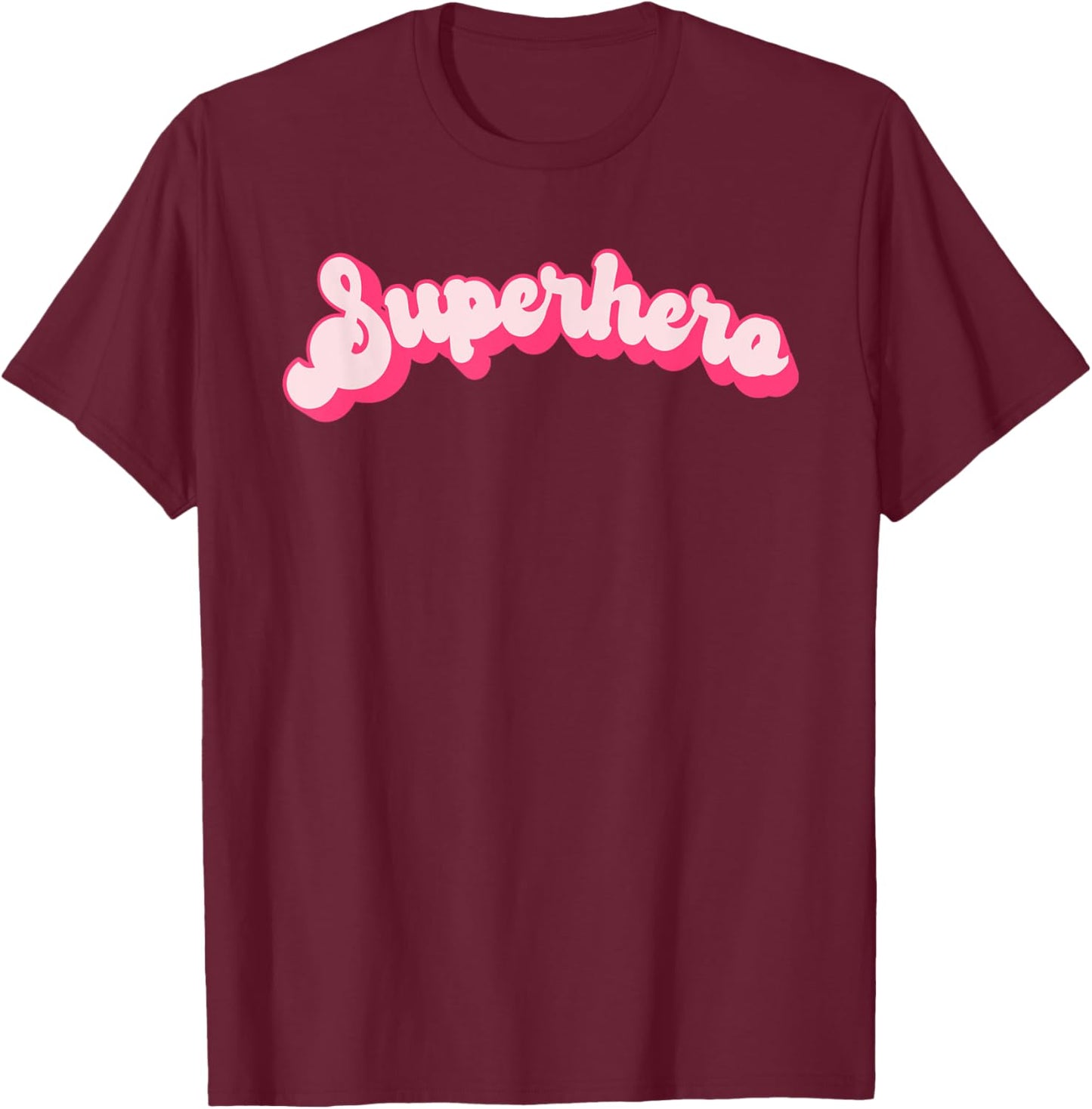 Superhero - Cute Pink Vintage Retro Halloween Super Hero T-Shirt - T-Shirt | Maroon