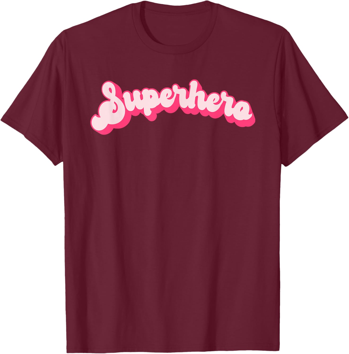 Superhero - Cute Pink Vintage Retro Halloween Super Hero T-Shirt - T-Shirt | Maroon