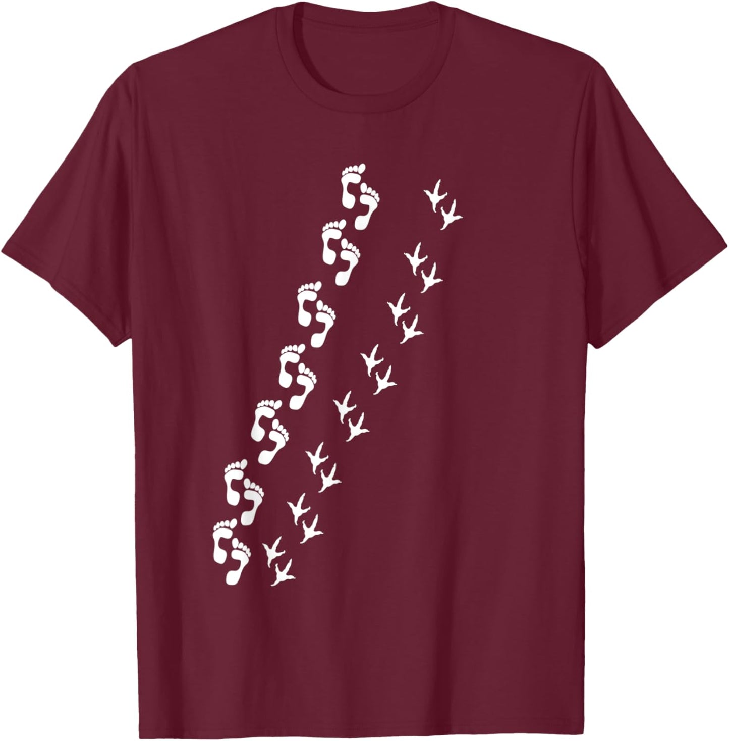 Farm Bird Chicken Footprint Human Footprint Human Chicken T-Shirt - T-Shirt | Maroon