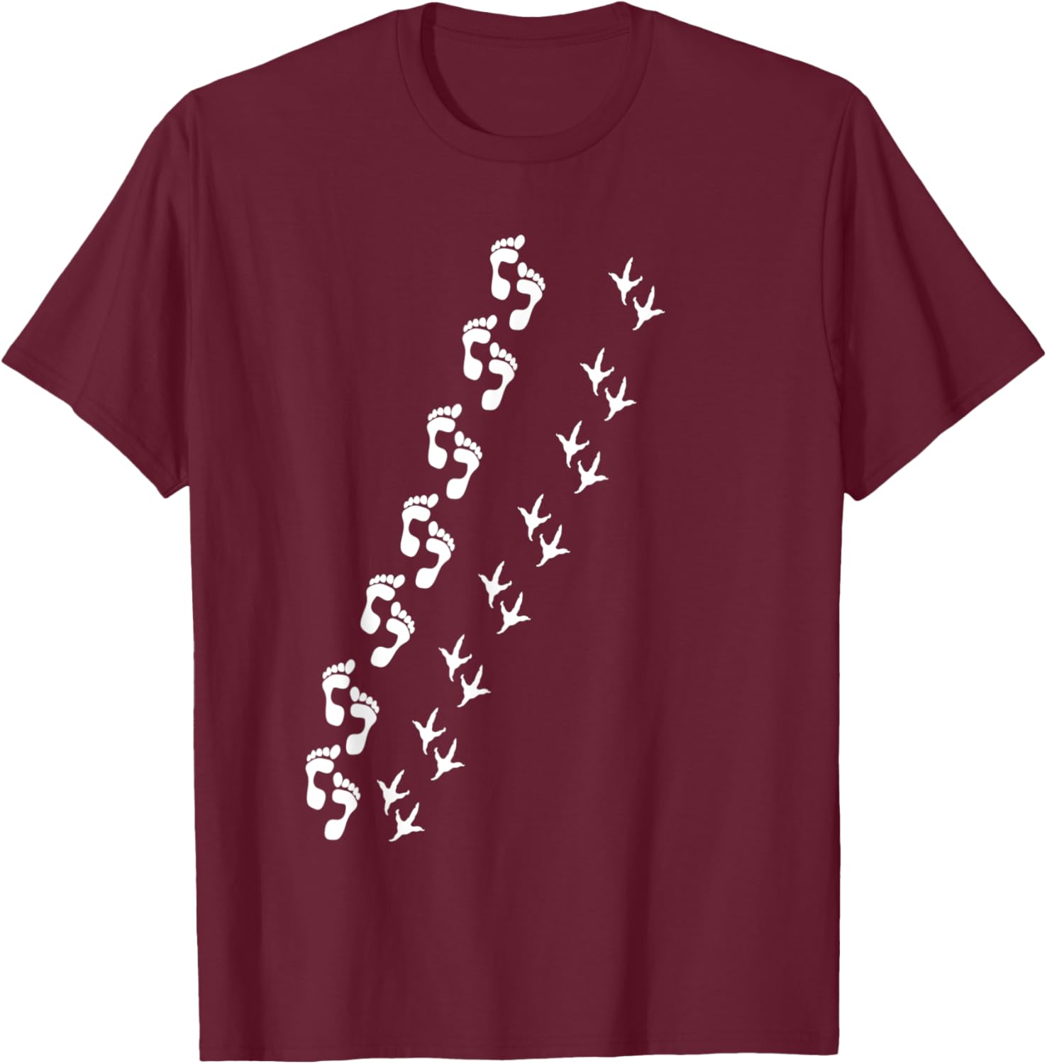 Farm Bird Chicken Footprint Human Footprint Human Chicken T-Shirt - T-Shirt | Maroon