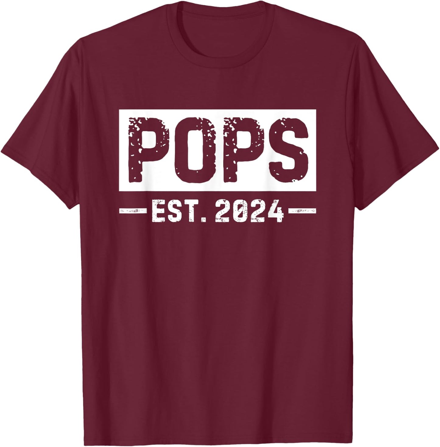Pops Est 2024 Grandpa T-Shirt - T-Shirt | Maroon