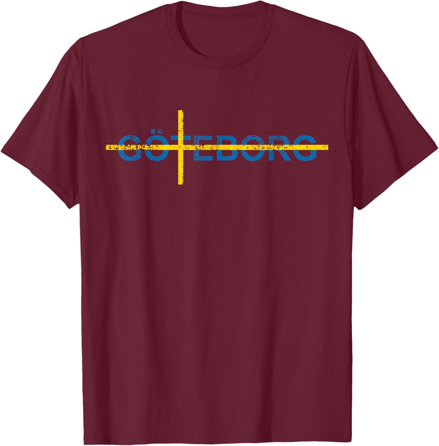 Göteborg Gothenburg Sweden Flag Swede Pride Travel Swedish T-Shirt - T-Shirt | Maroon