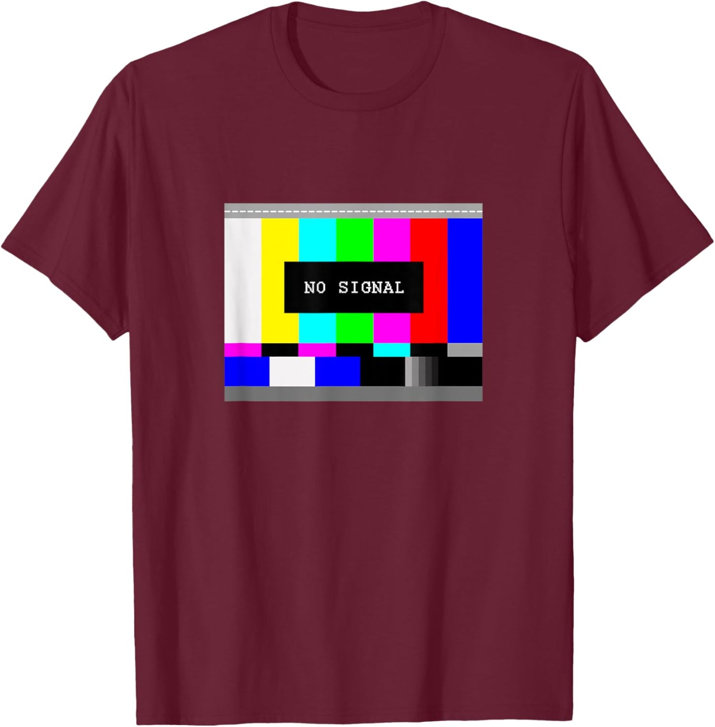 Test Image No Signal Still Picture Retro Analogue TV Motif T-Shirt - T-Shirt | Maroon