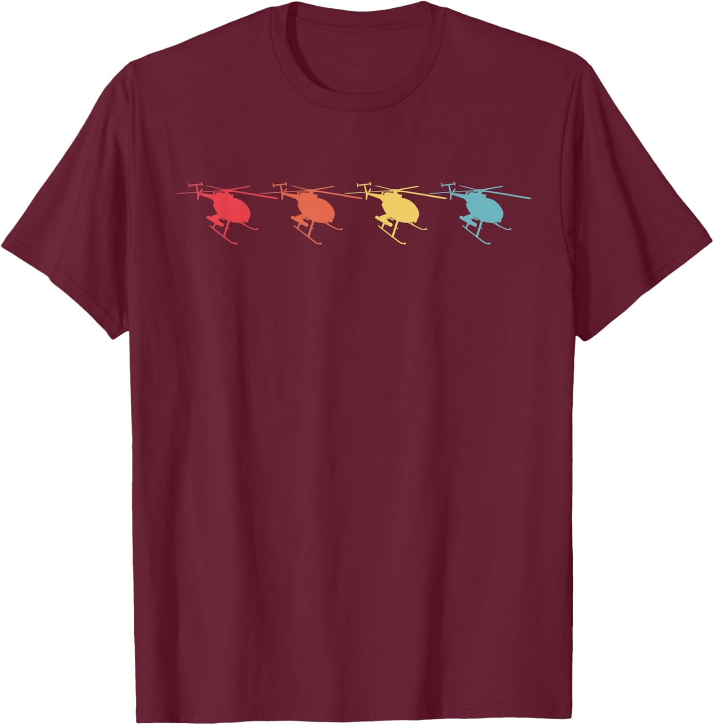 Retro MH-6 Little Bird Military Helicopter T-Shirt - T-Shirt | Maroon