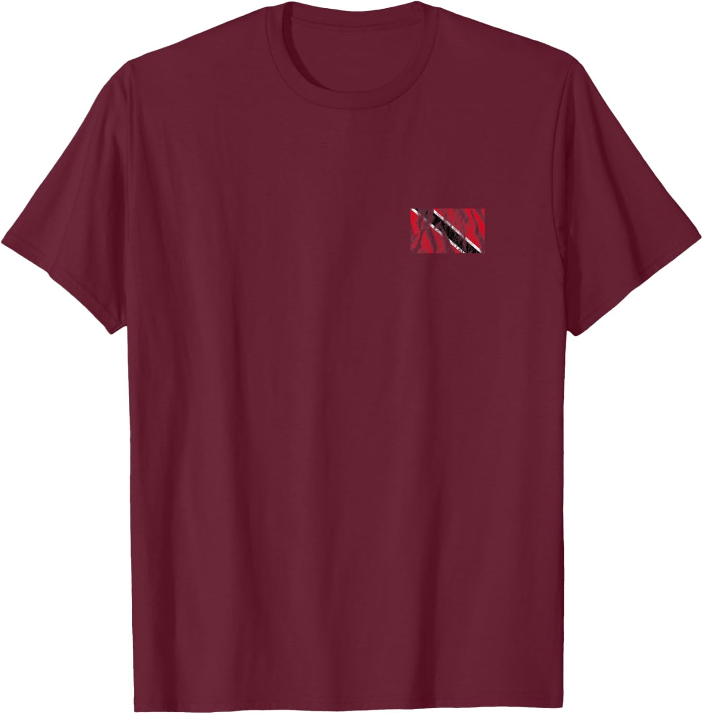 Distressed Trinidad And Tobago Flag Pocket Style Trinidadian T-Shirt - T-Shirt | Maroon