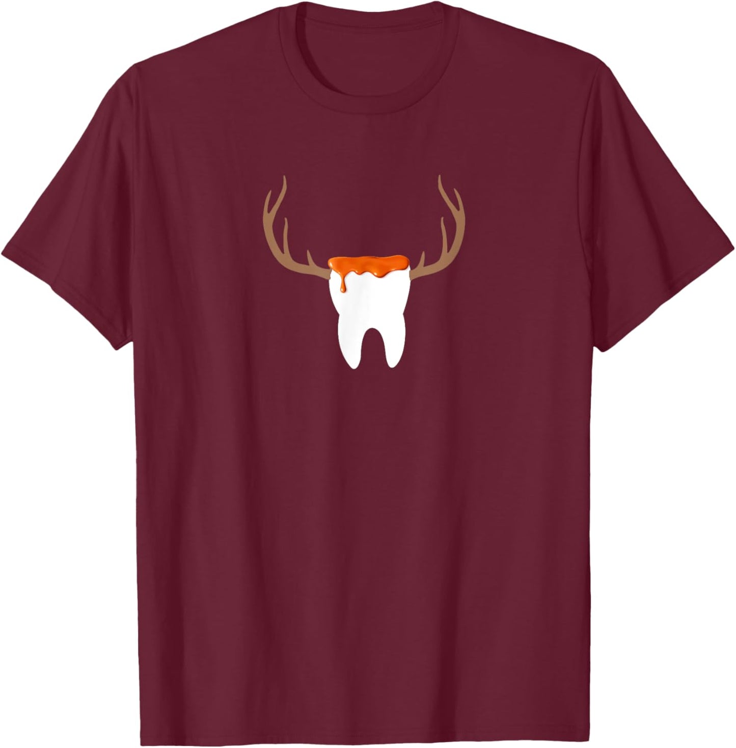 Caramel Syrup Topped Sweet Tooth with Antlers T-Shirt - T-Shirt | Maroon