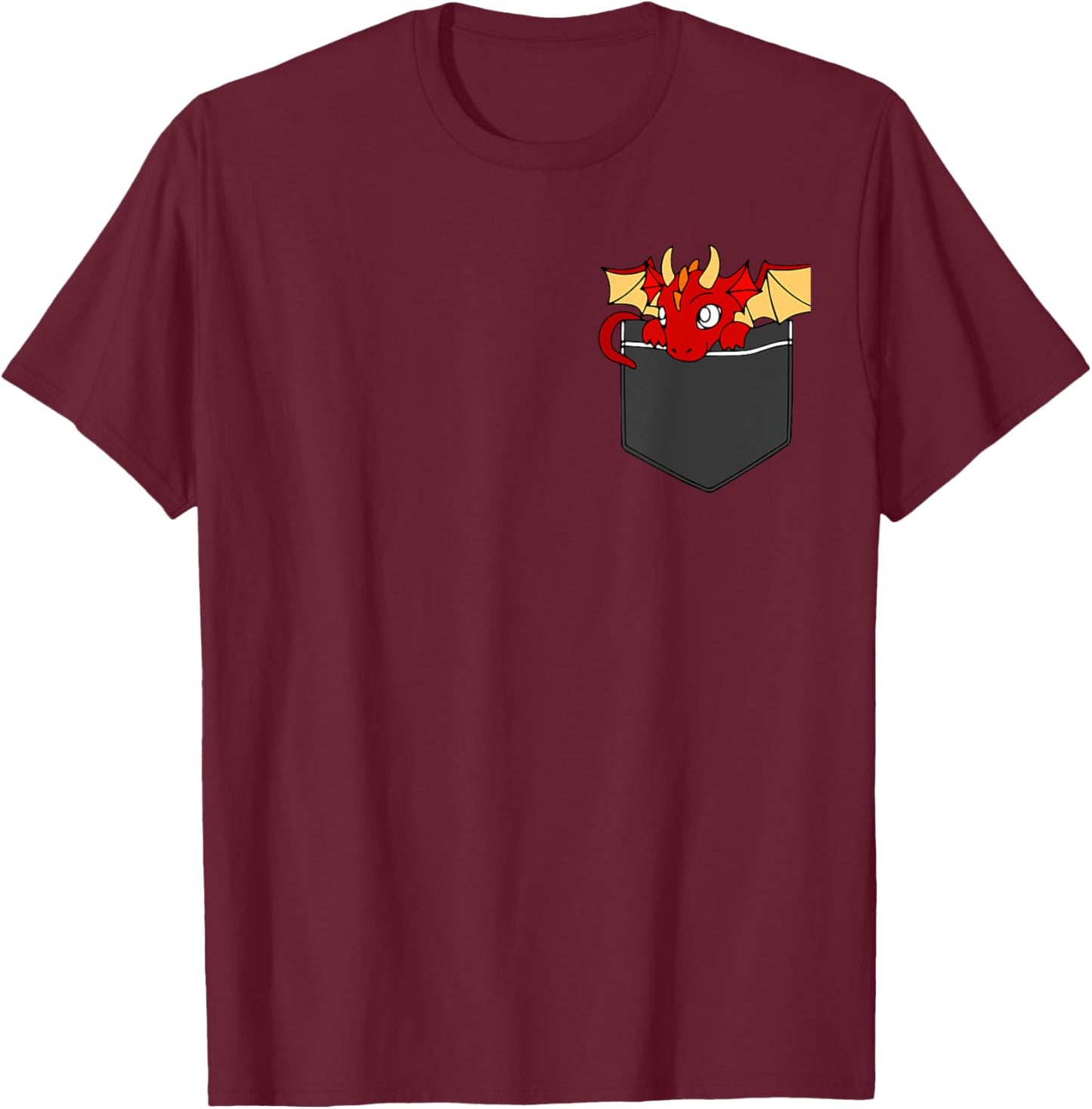 Tiny Dragon In Pocket Shirt Funny Dragon Face For Boy Girl T-Shirt - T-Shirt | Maroon