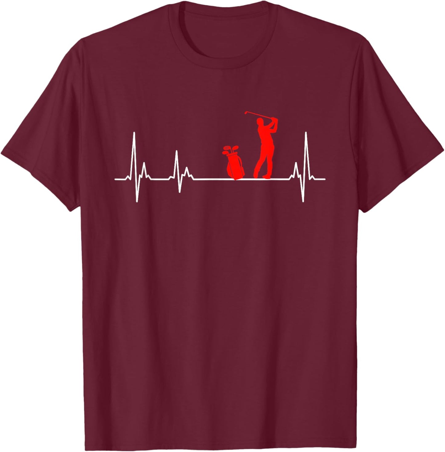 Golfer golfer heartbeat golf T-Shirt - T-Shirt | Maroon