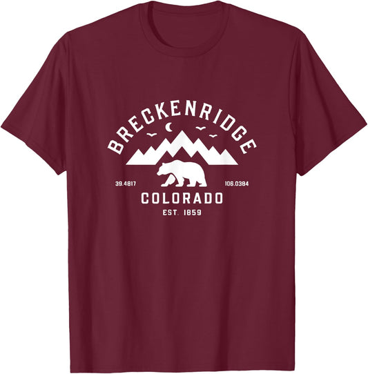 Breckenridge CO Bear Mountain Hiking Modern Souvenir Gift T-Shirt - T-Shirt | Maroon
