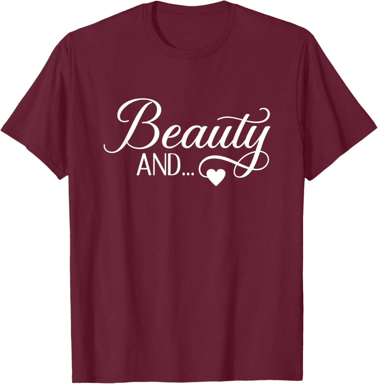 Beauty And The Beard, Matching Couples T-Shirt - T-Shirt | Maroon