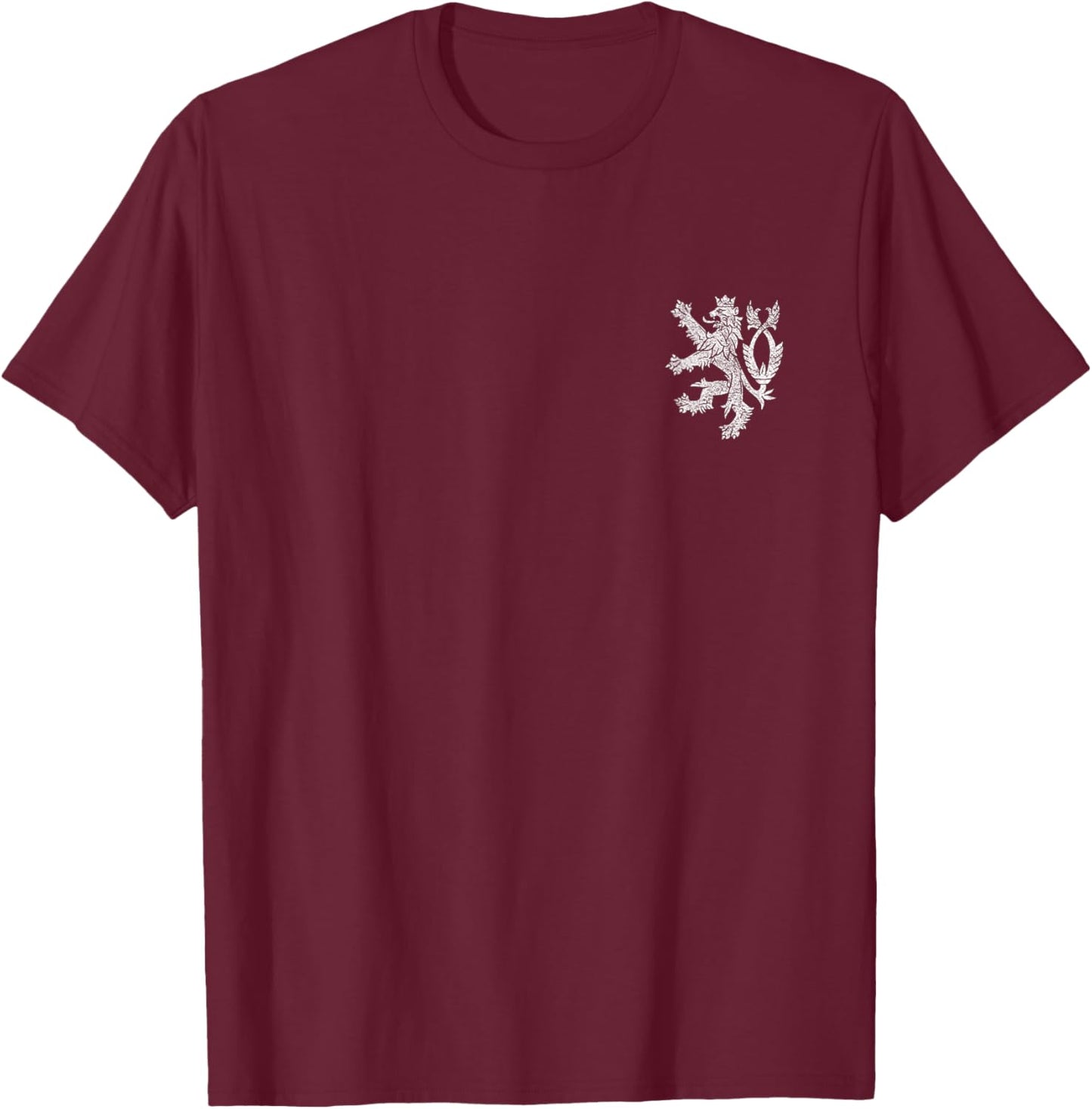 Czech Republic Coat of Arms Double Tailed Lion Flag T-Shirt - T-Shirt | Maroon