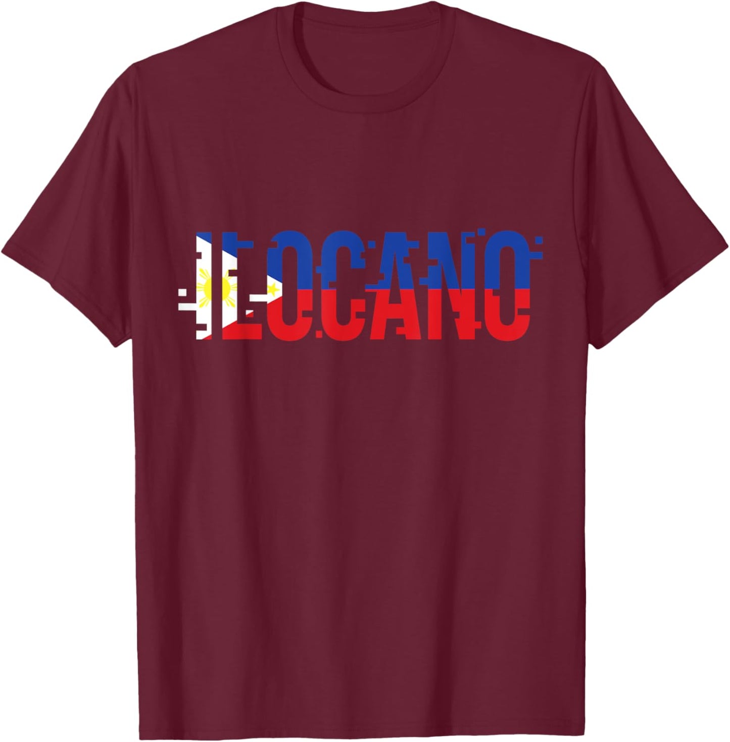 Tatak Noypi Clothing, Inc. Ilocano Filipino Filipina Philippines Flag Pinoy Design -Adults Black Short Sleeve Classic Fit T-Shirt - T-Shirt | Maroon