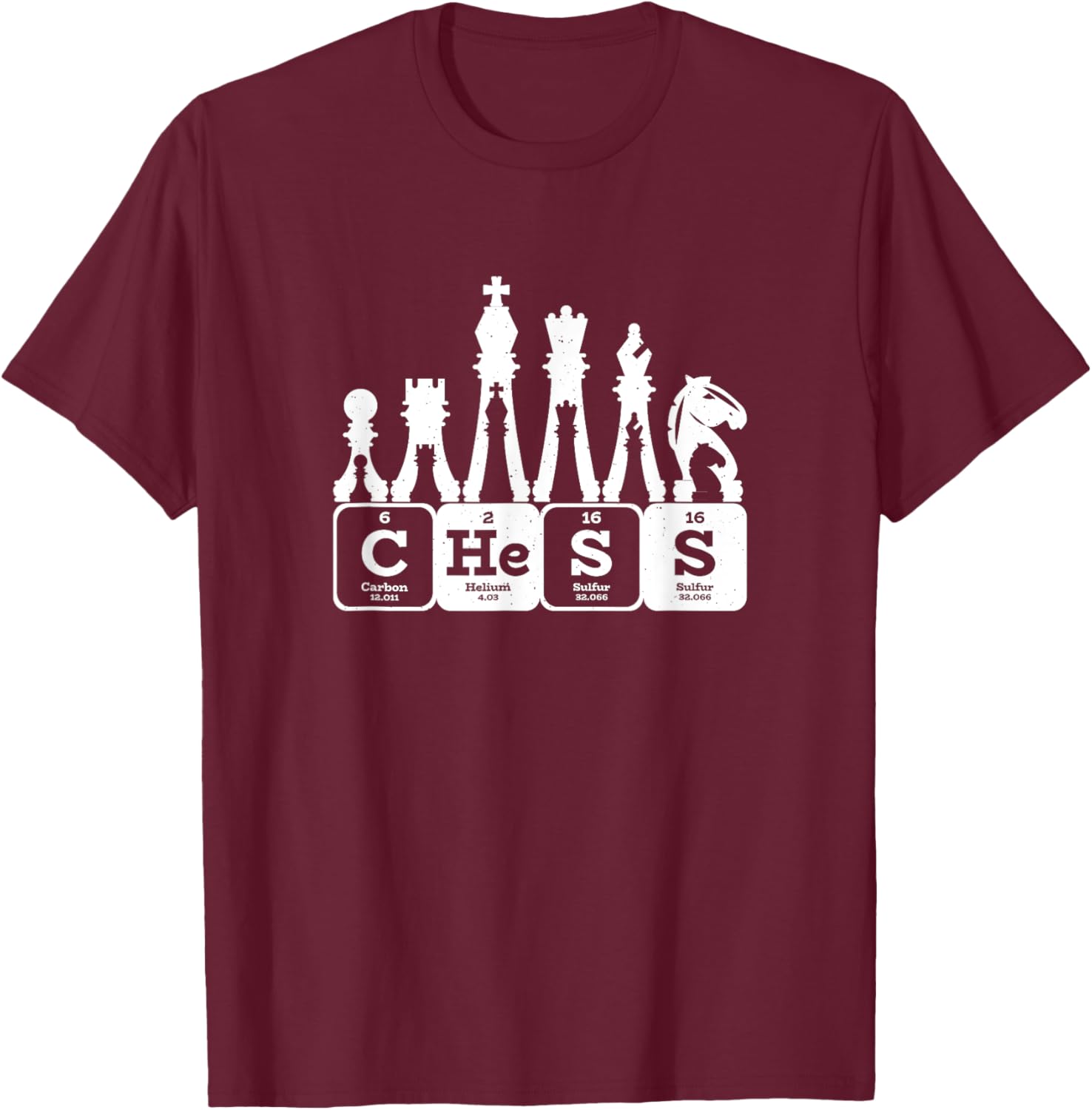 Periodic Table Elements Chess T-Shirt - T-Shirt | Maroon