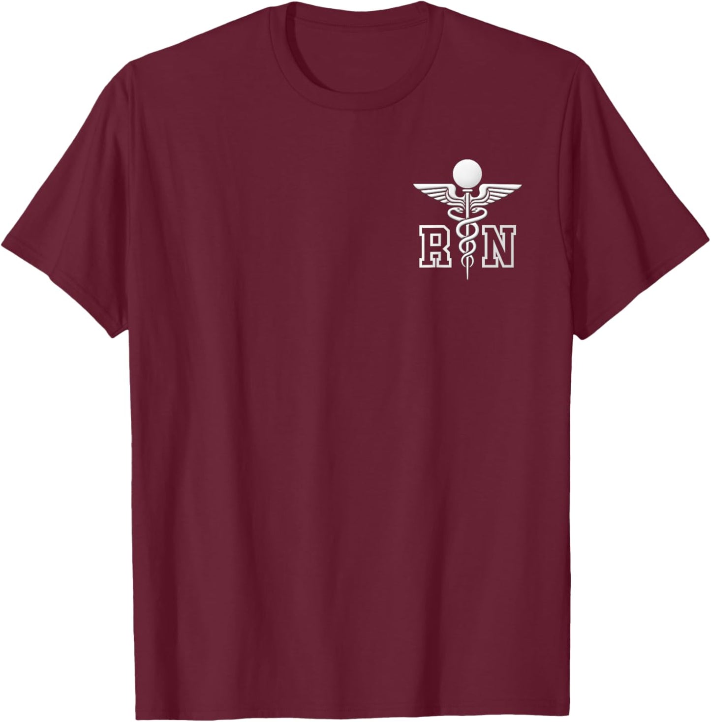 RN Registered Nurse - Caduceus medical symbol T-Shirt - T-Shirt | Maroon