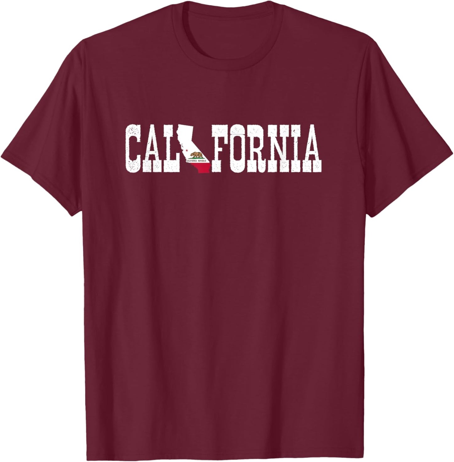 California State and California Flag Pride for California T-Shirt - T-Shirt | Maroon