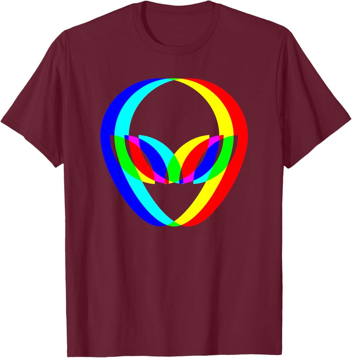 Alien Head Trippy Techno Rave EDM Music Festival Vaporwave T-Shirt - T-Shirt | Maroon