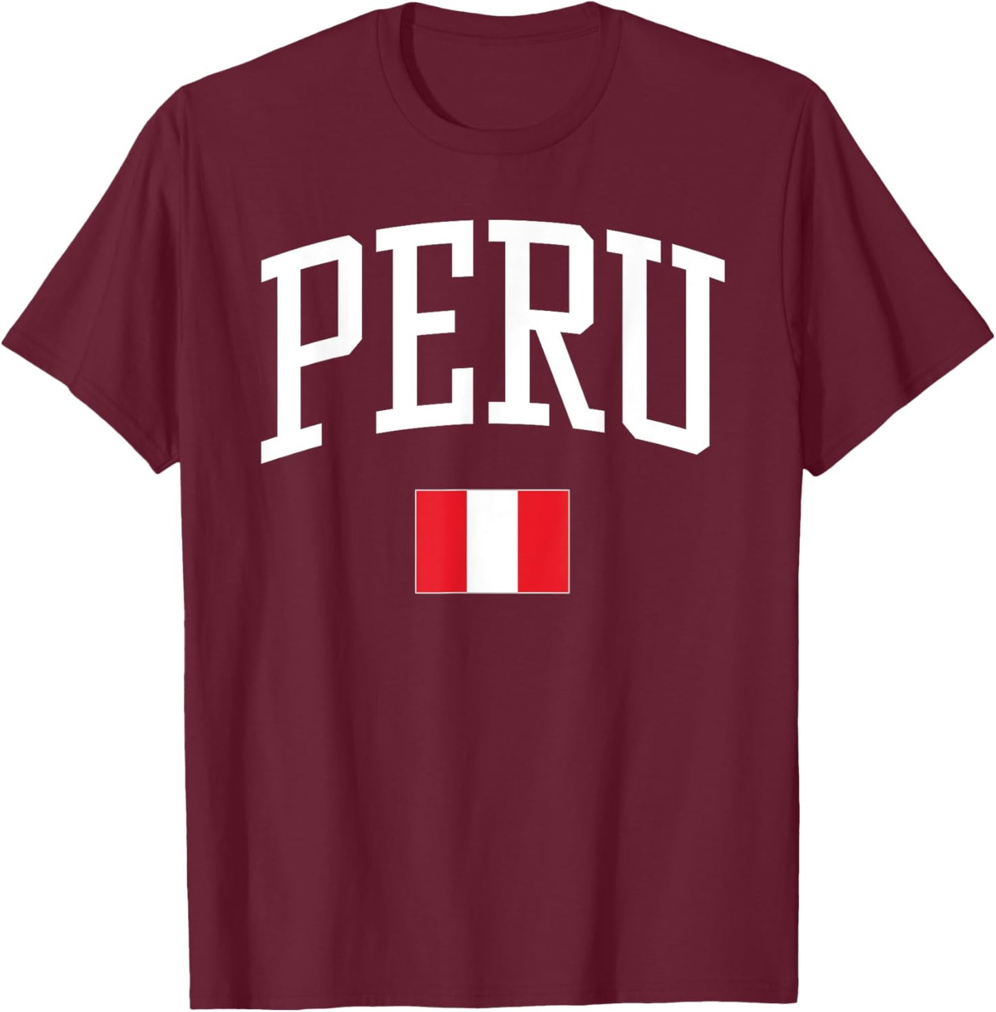 Vintage Flag of Peru Love Your Country T-Shirt - T-Shirt | Maroon